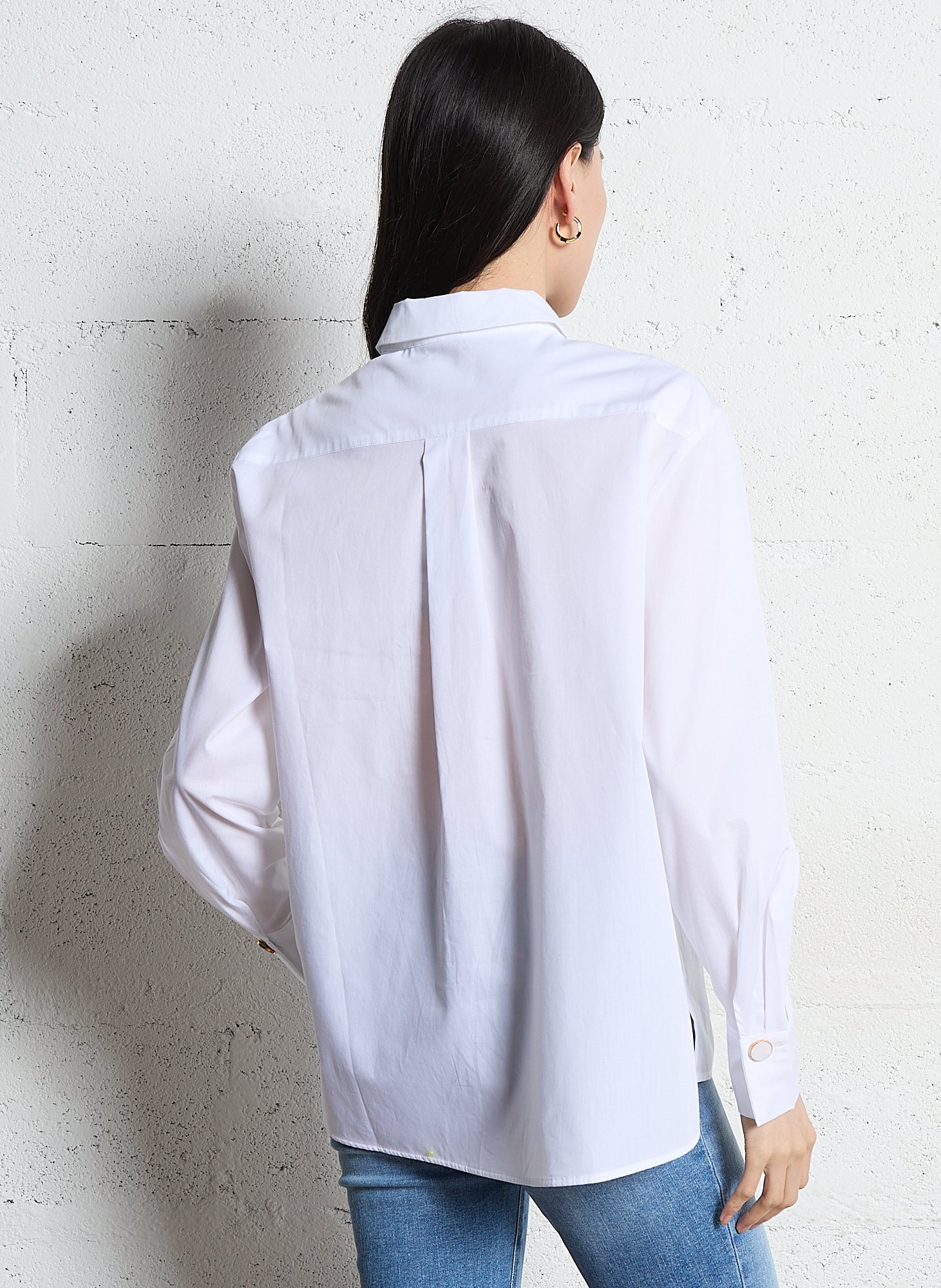 Chemise col classique en coton esmeralda MAISON 123 Blanc