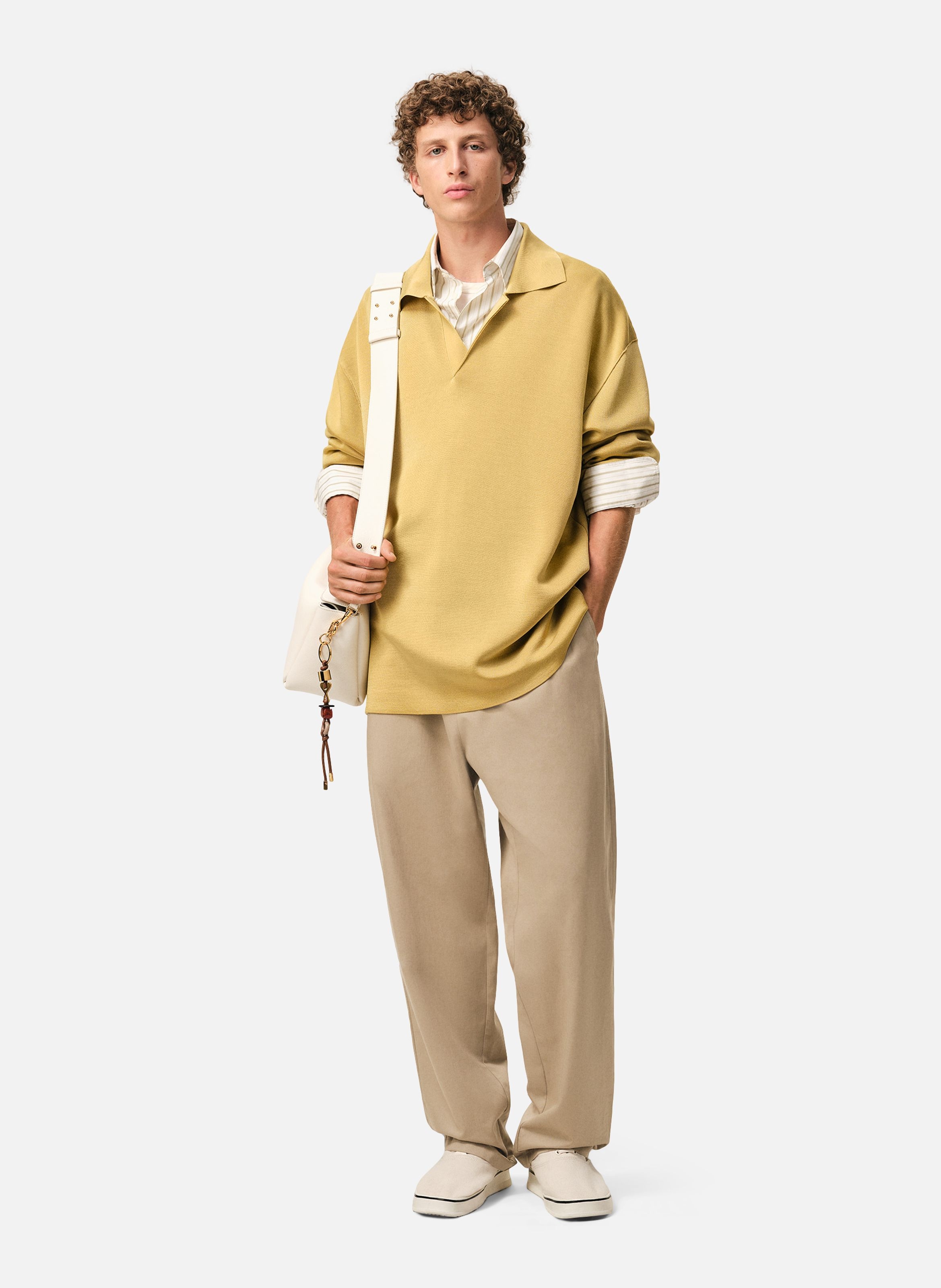 Pantalon taille elastiquée en coton AMI PARIS Beige