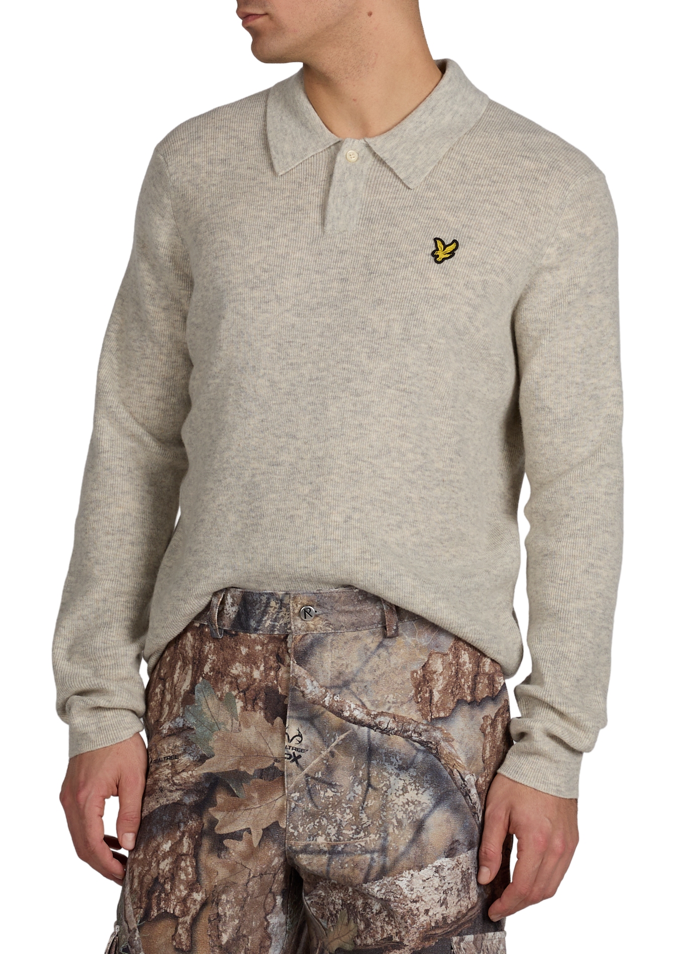 Pull polo en laine vierge mélangée LYLE & SCOTT Gris