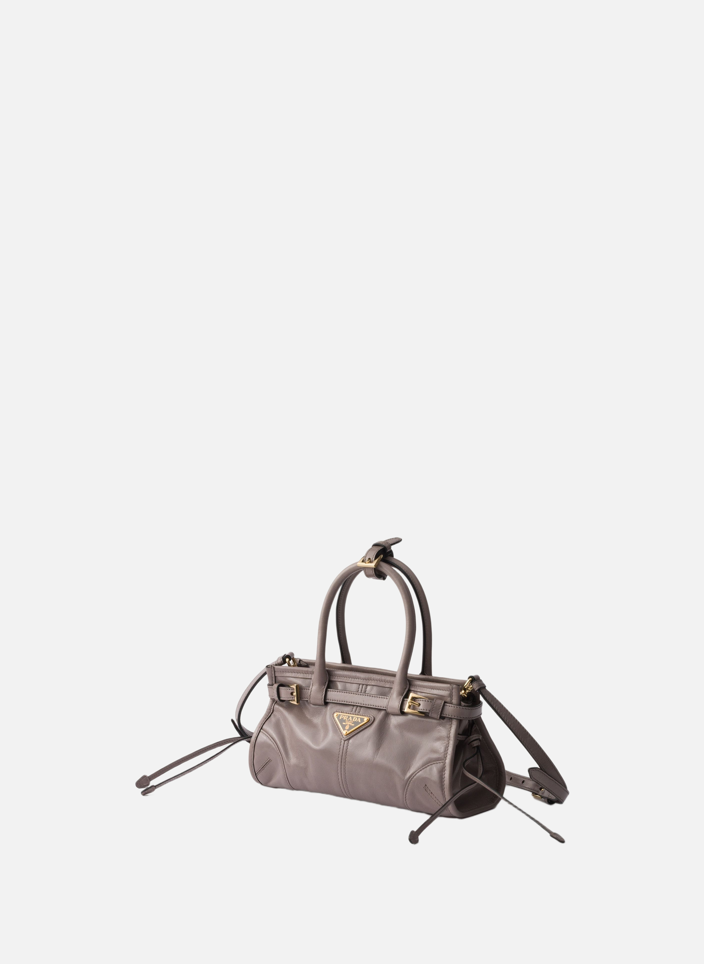 Mini sac à main prada bonnie en cuir PRADA Gris