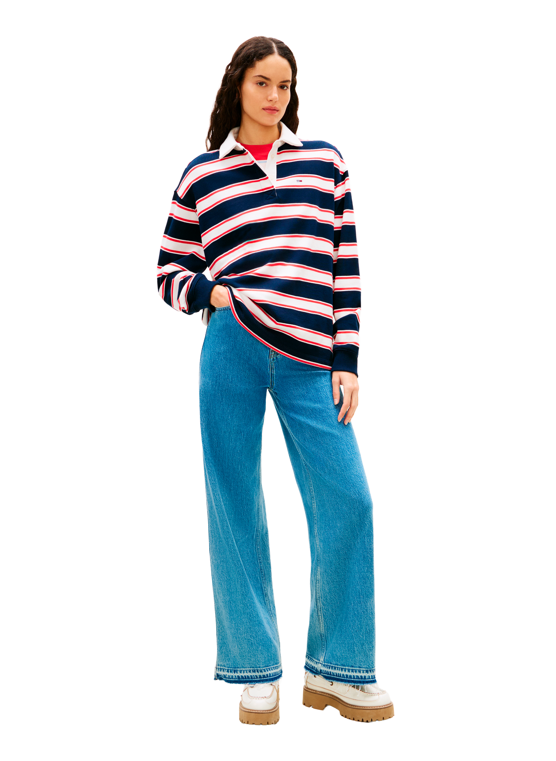 Jean large en coton mélangé TOMMY HILFIGER Bleu