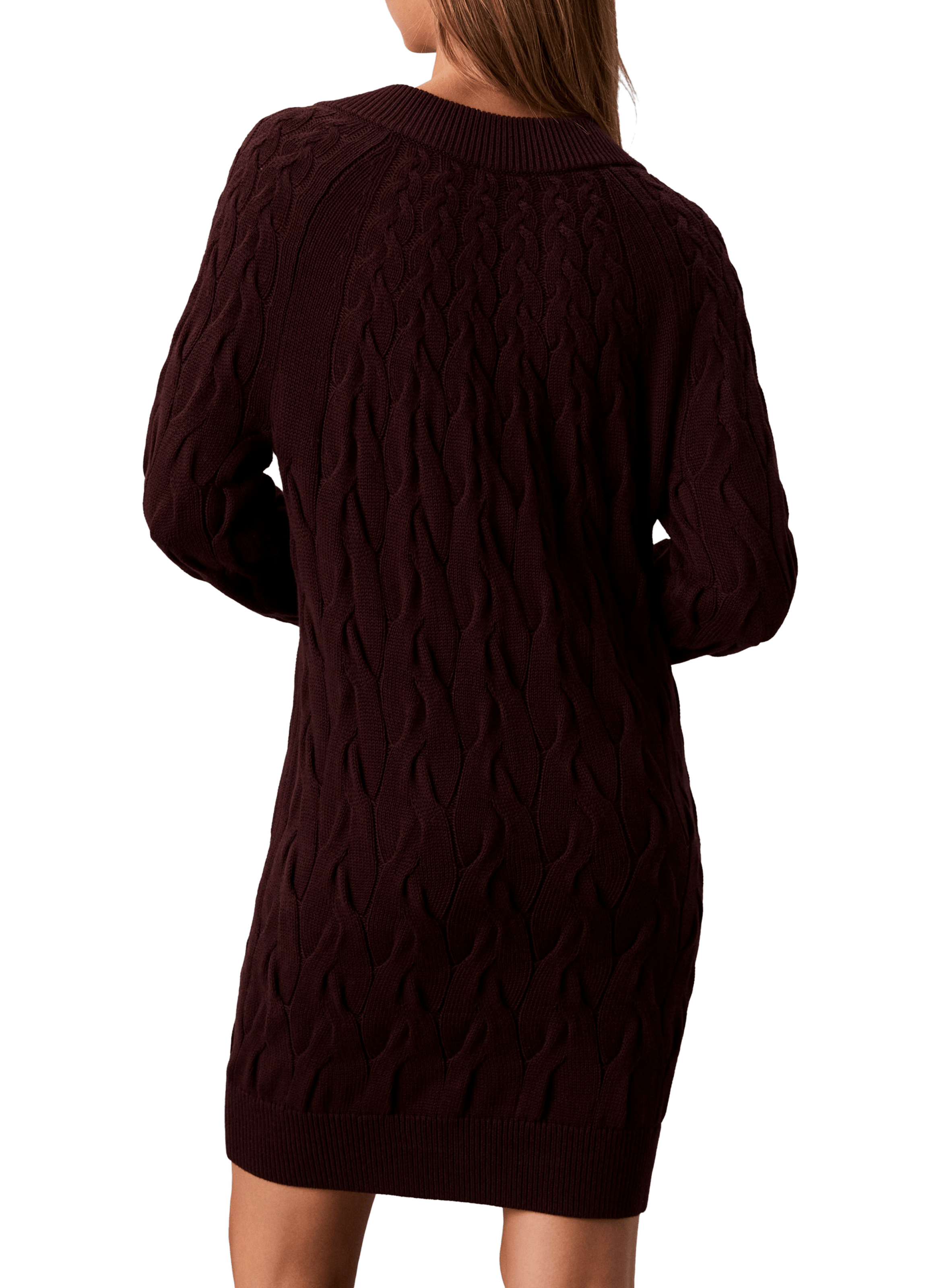 Robe pull en maille torsadée CALVIN KLEIN Marron