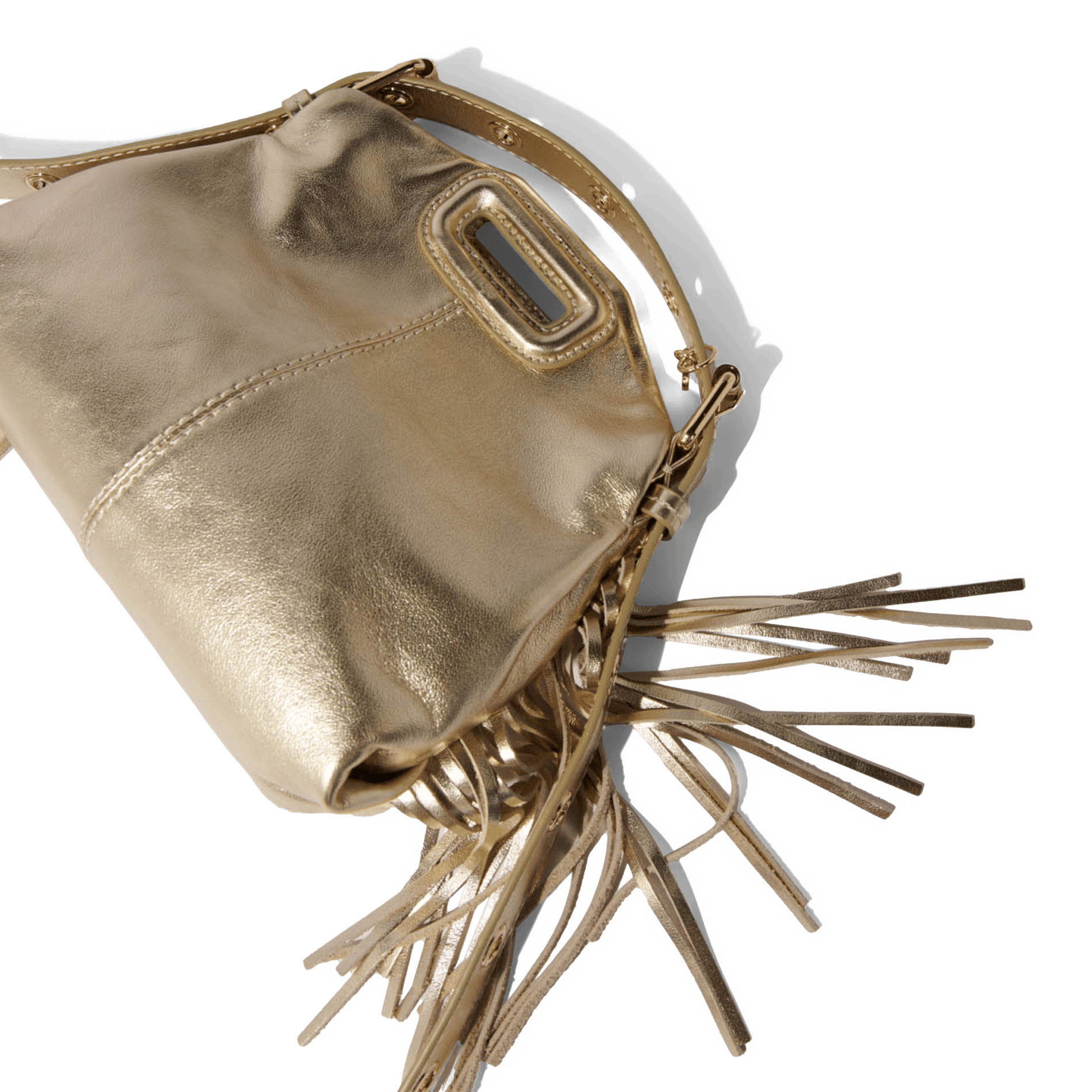 Sac bandoulière en cuir lisse miss m mini MAJE Doré