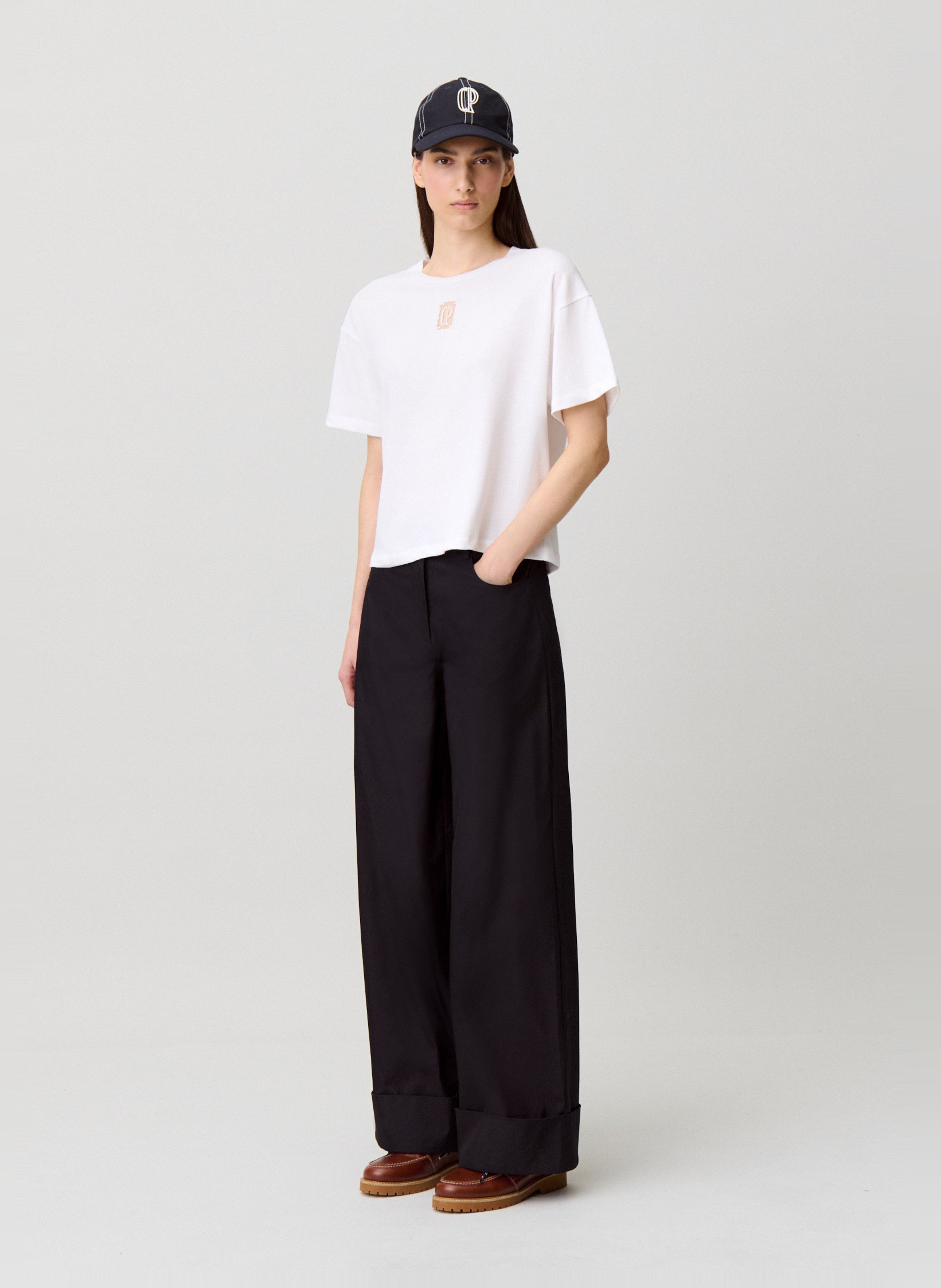 Tee-shirt col rond en coton CLAUDIE PIERLOT Beige