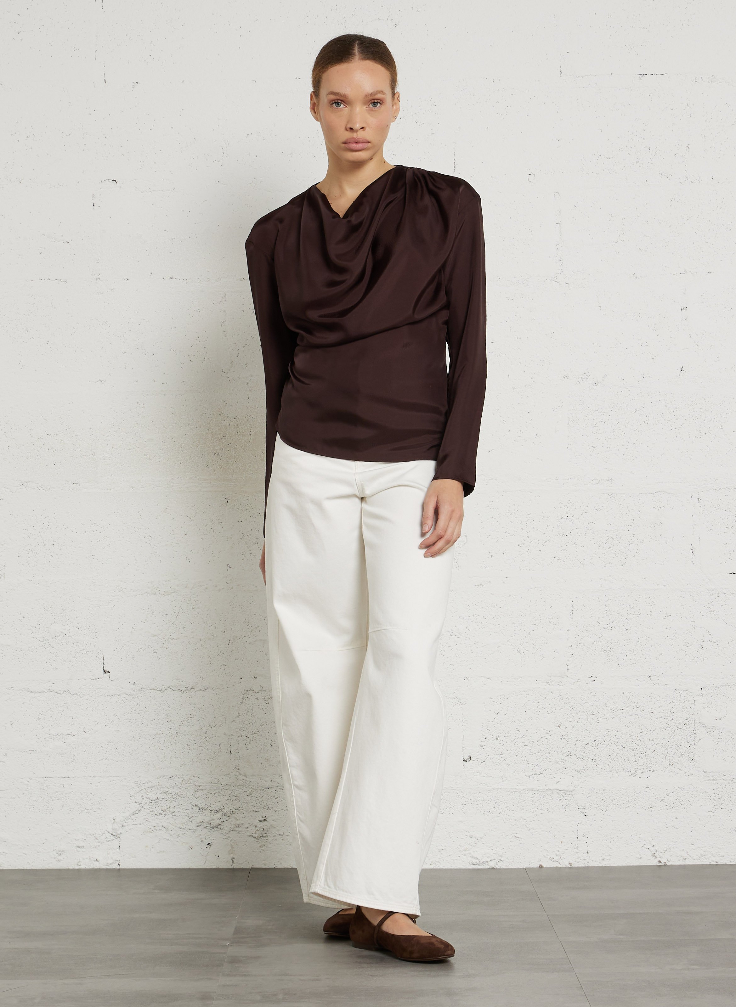 Blouse asymétrique cintrée col bénitier Fresia SOEUR Violet