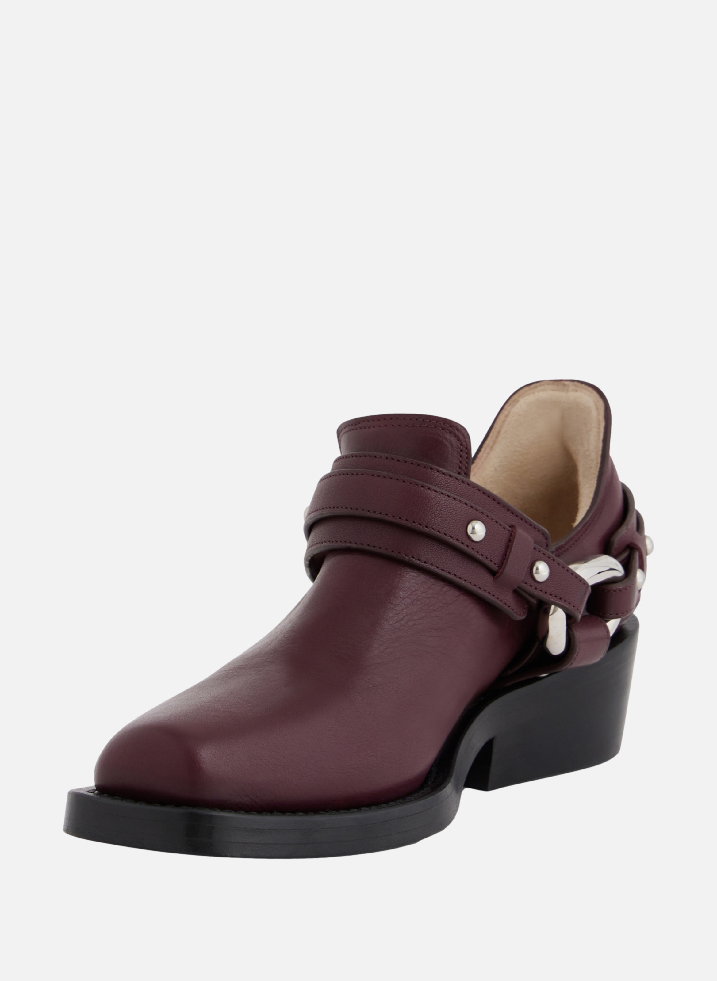 Bottines biker en cuir RABANNE Rouge