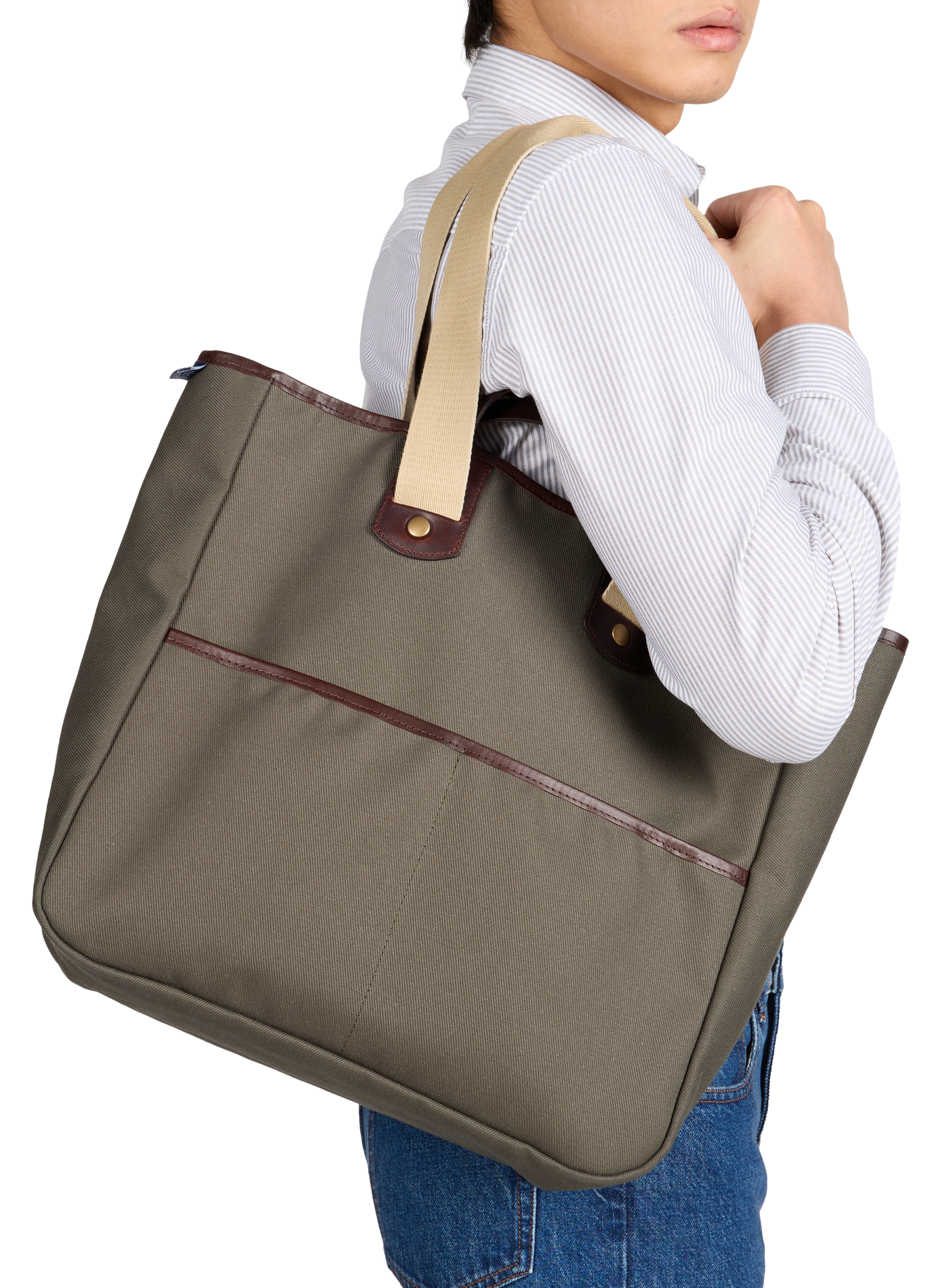 Sac cabas Meline en coton BLEU DE CHAUFFE Kaki