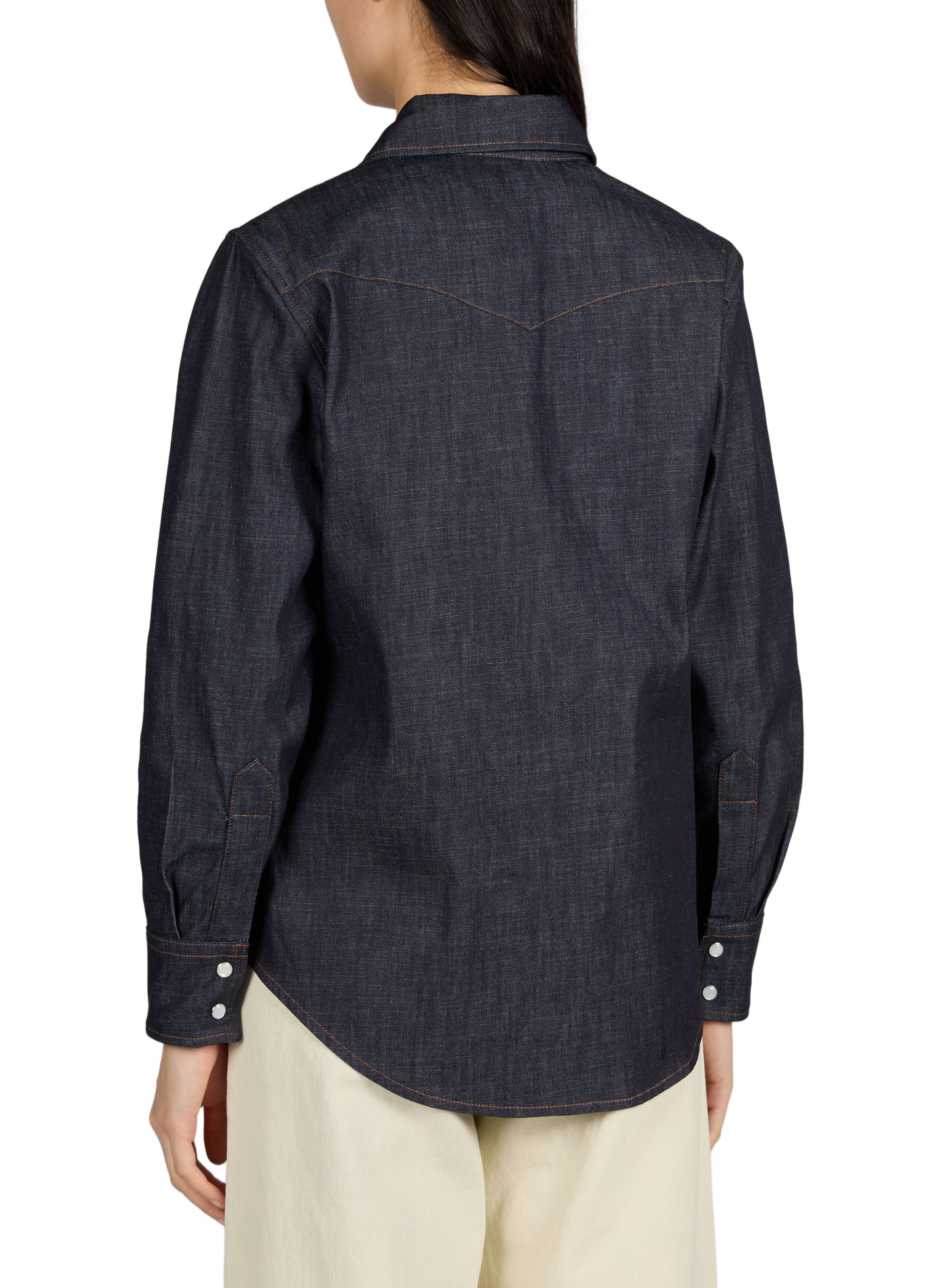 Denim shirt with classic collar in cotton A.P.C. Blue