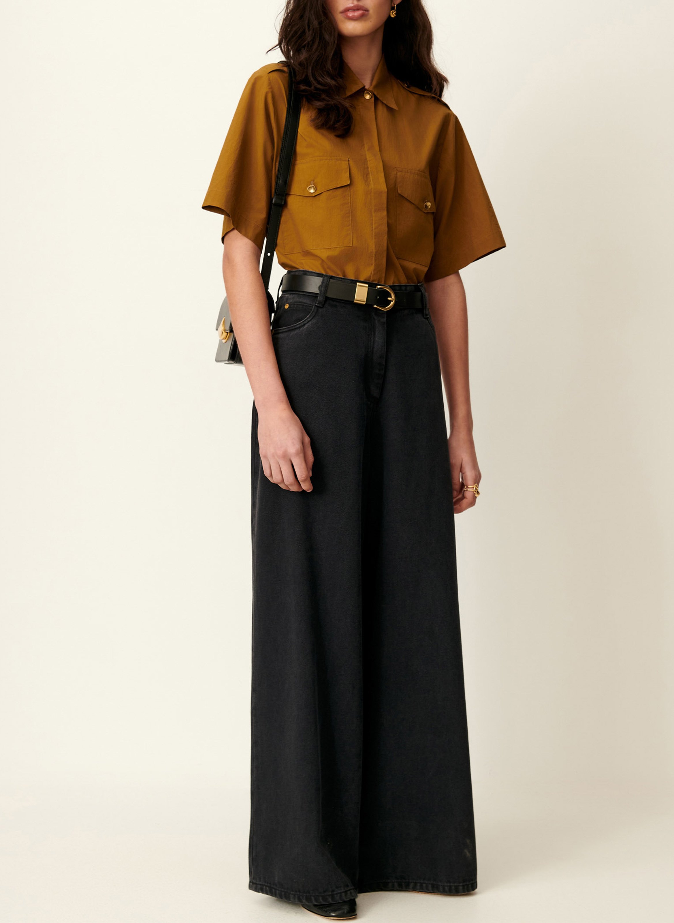 Jean ample taille haute en denim dalt SESSUN Noir