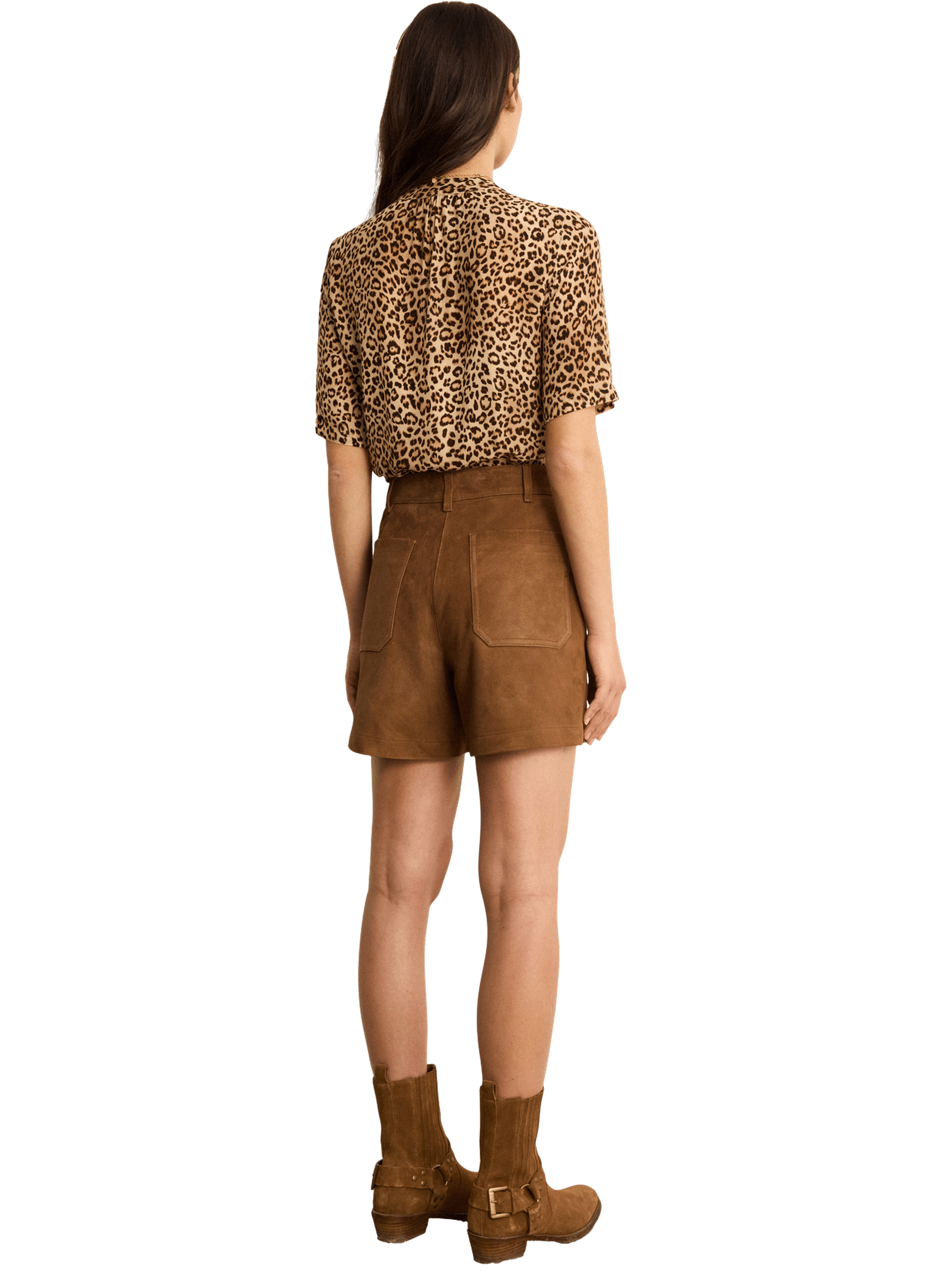 Short en cuir velours - juliette PABLO Beige