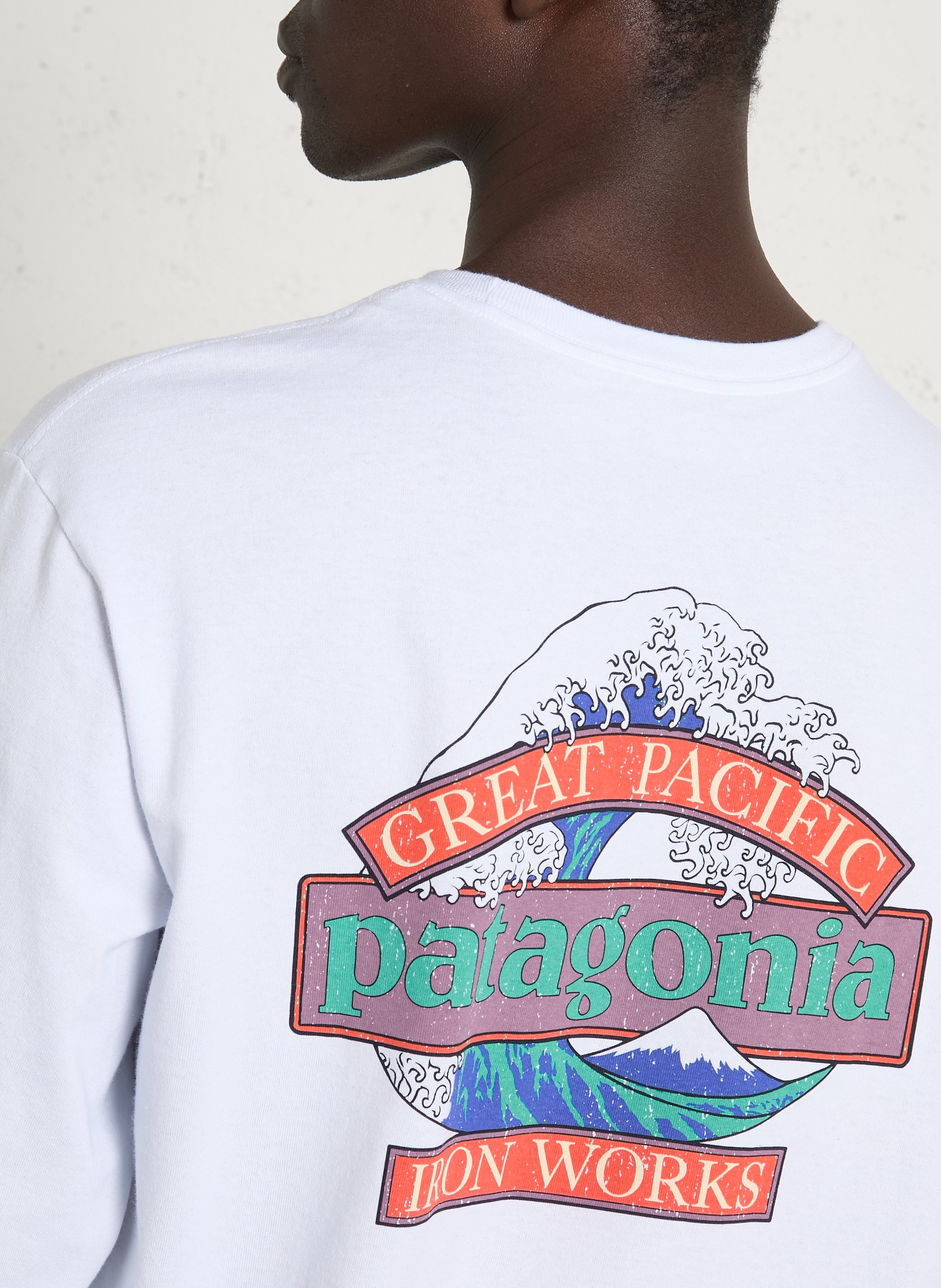 Tee-shirt droit col rond en coton recyclé mélangé PATAGONIA Blanc