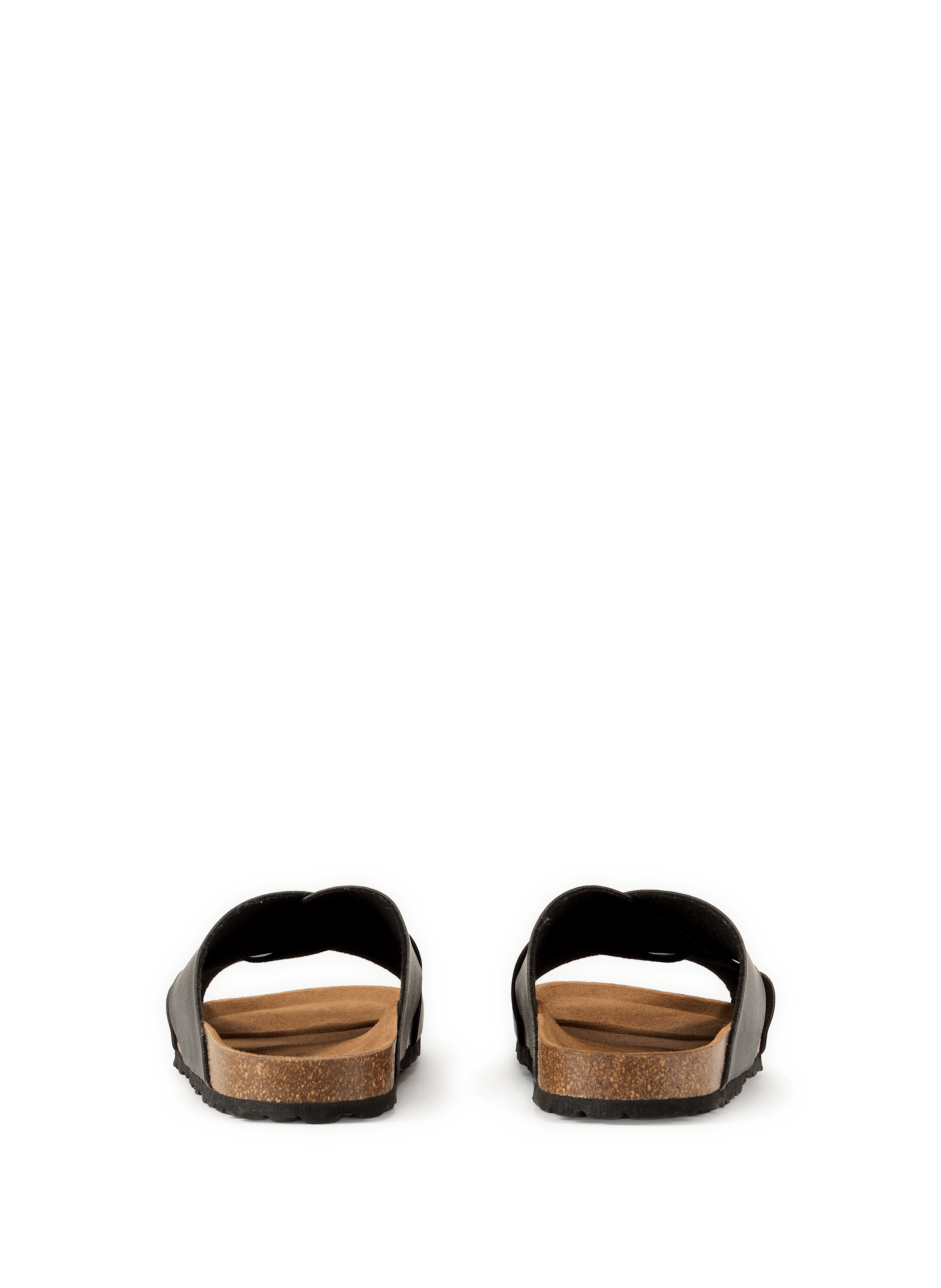 Sandales plates en cuir Noir