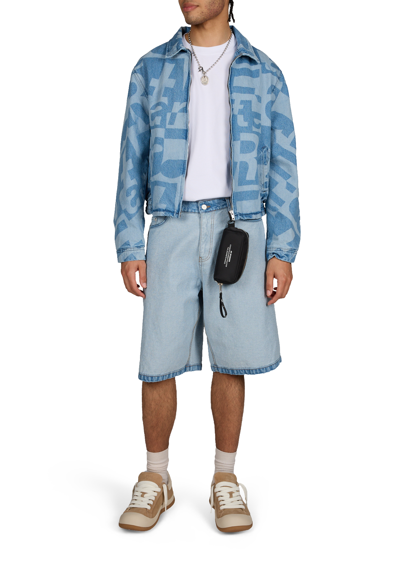 Veste droite imprimée en denim de coton  ARTE ANTWERP Bleu