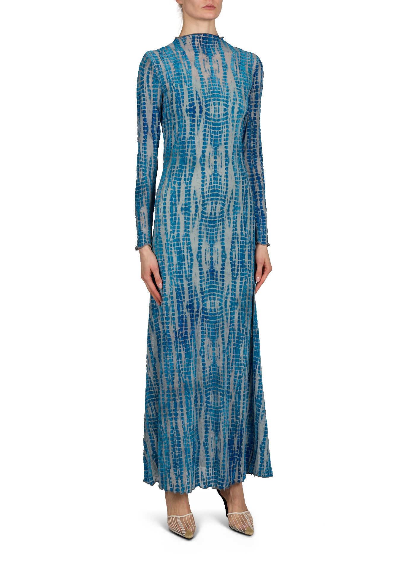 Robe longue moulante à imprimé ROUGE EDIT Bleu