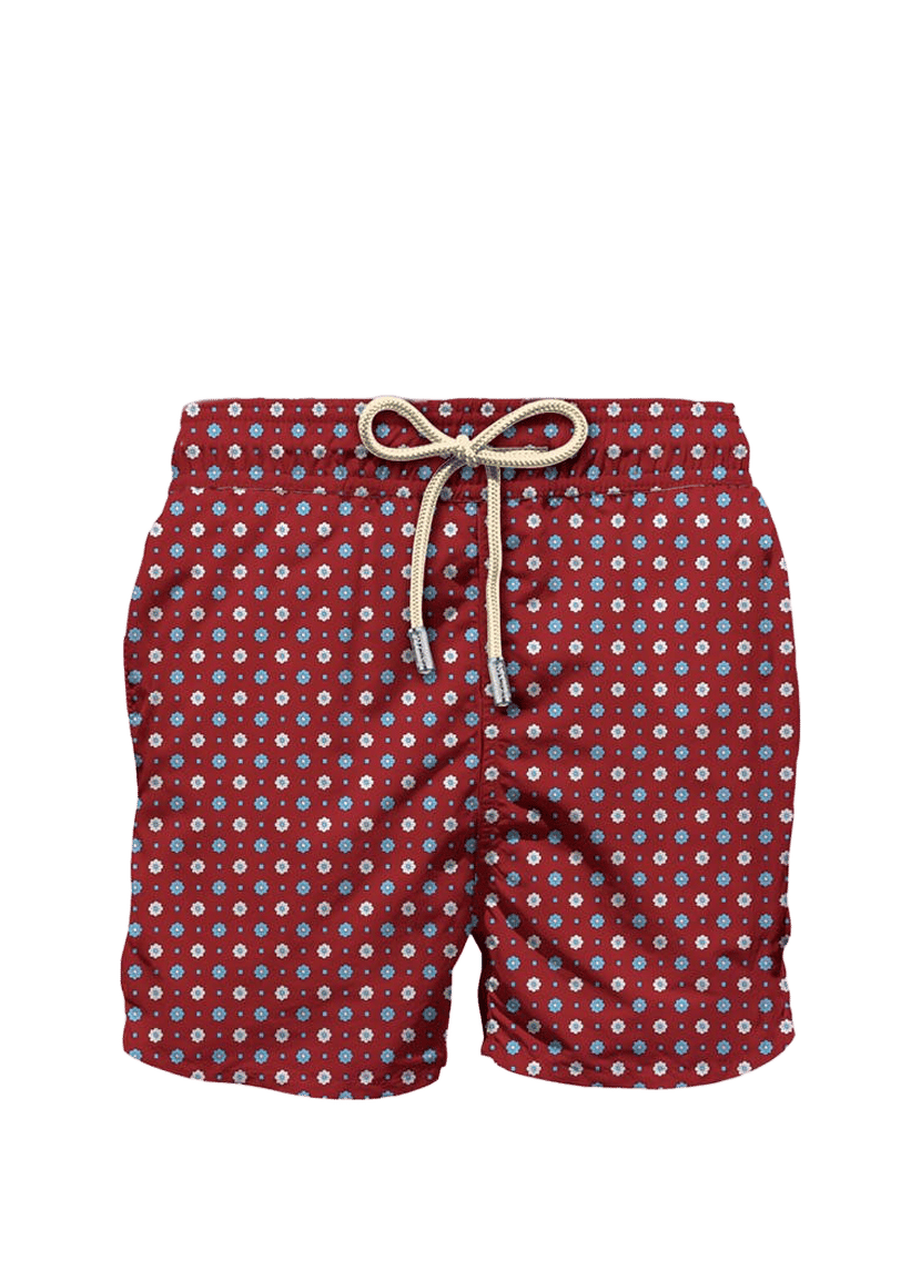 Short de bain stretch à imprimé fleuri MC2 SAINT BARTH Rouge