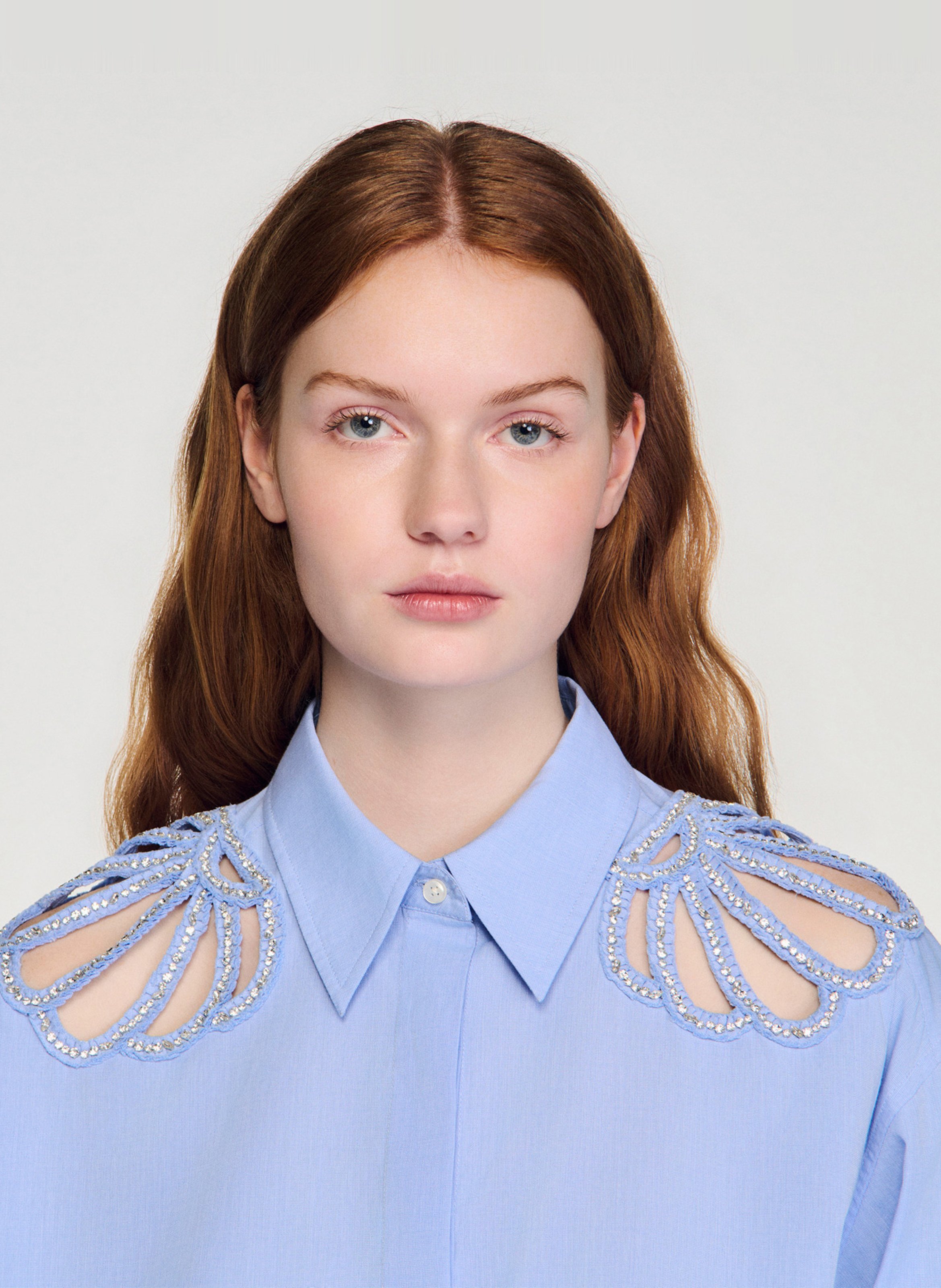 Chemise en coton col classique SANDRO Bleu