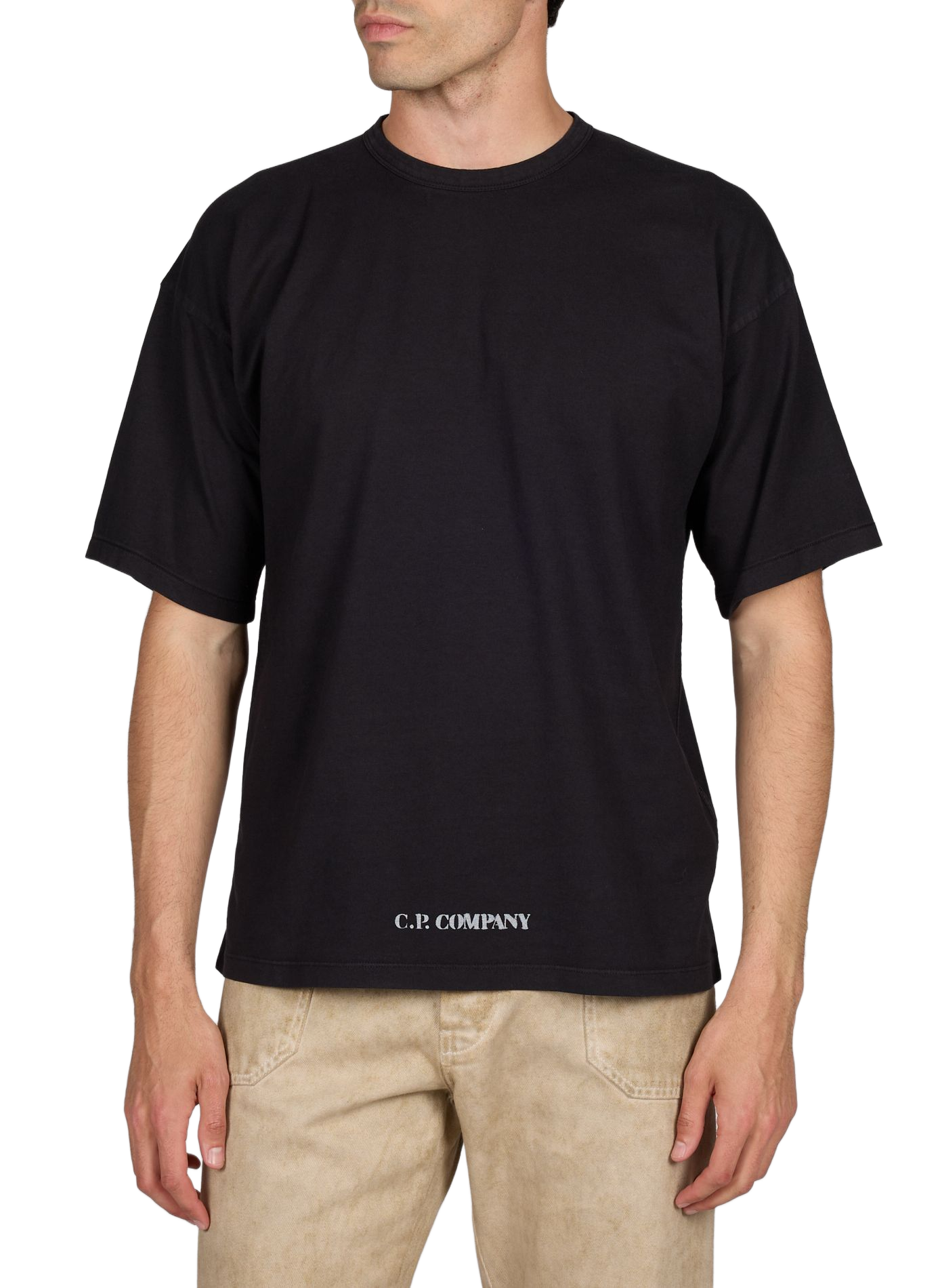 T-shirt imprimé en coton CP COMPANY Noir