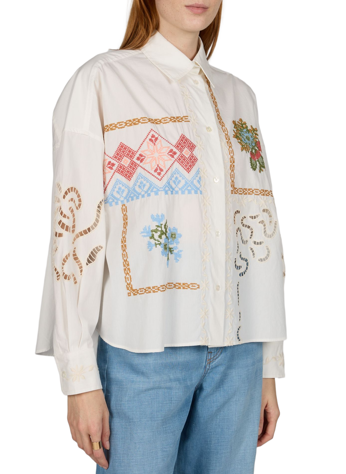 Embroidered long-sleeve cotton shirt MAX MARA WEEK END White