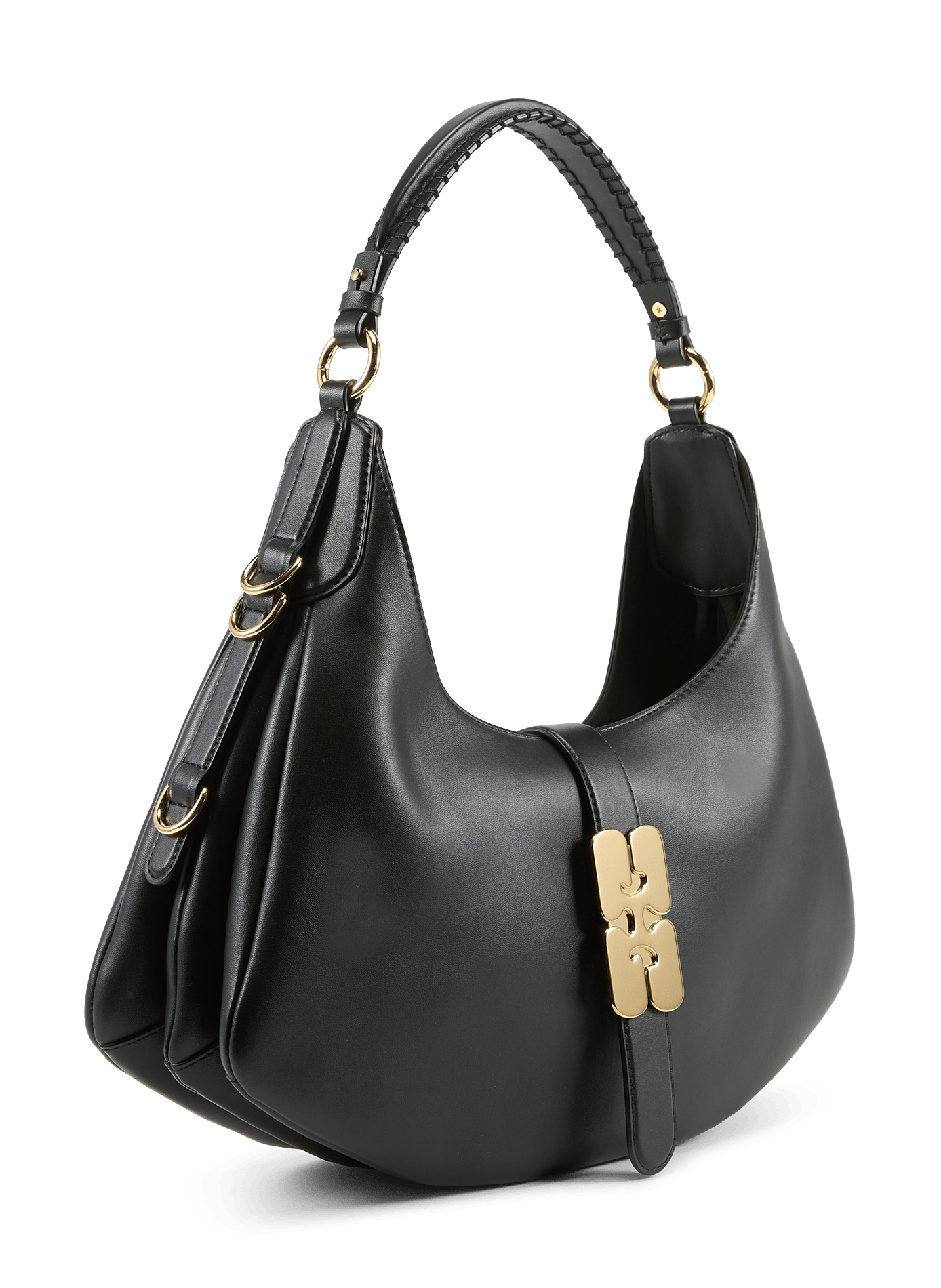 Small Kat leather handbag GANNI Black