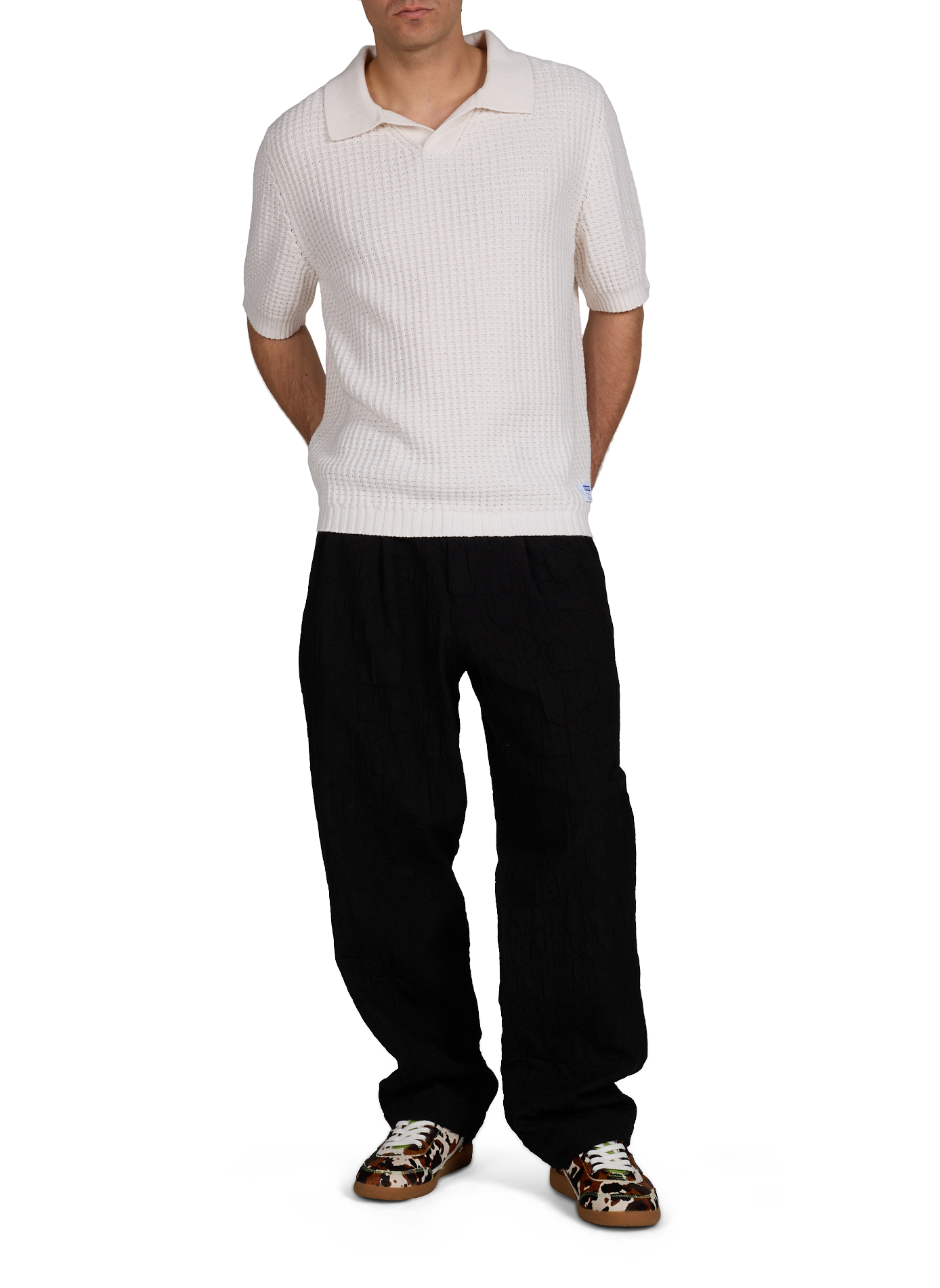 Textured knit polo in blended cotton HUGO BLUE White