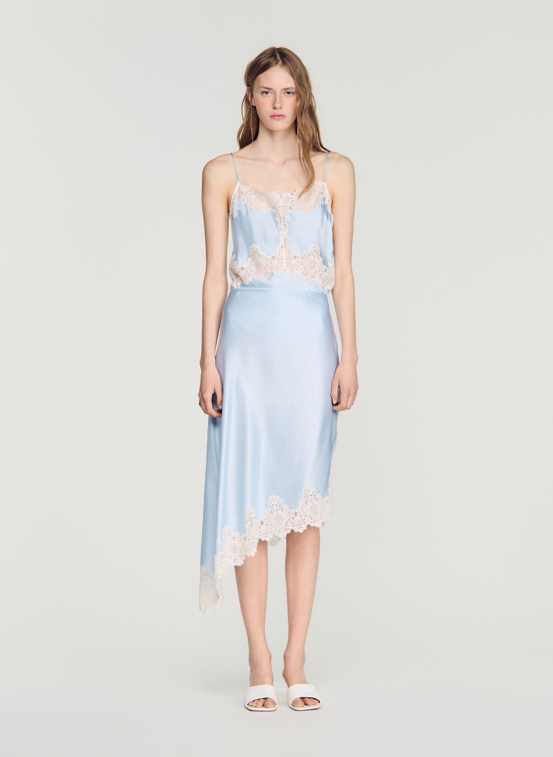 Jupe midi asymétrique SANDRO Bleu