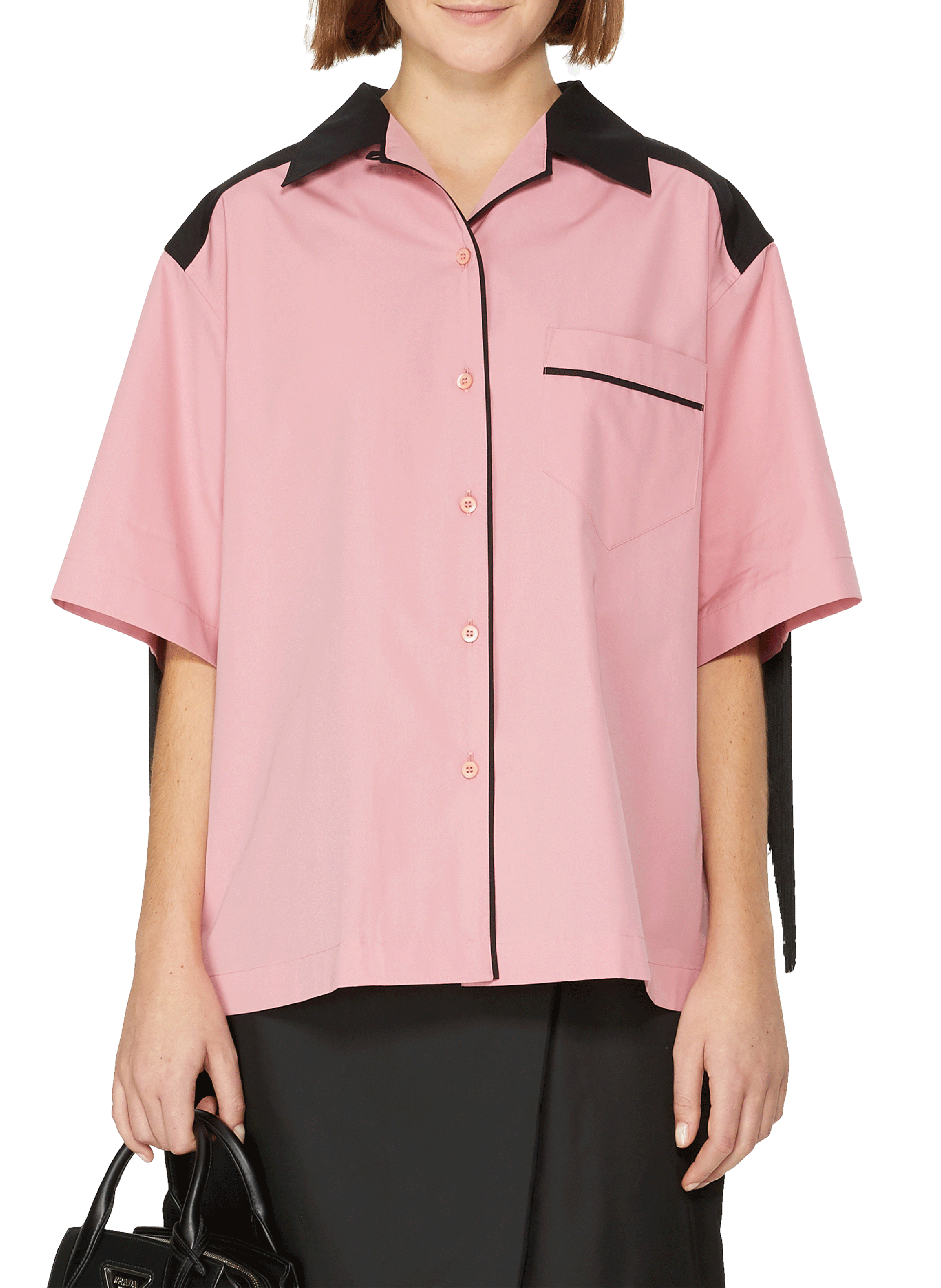 Geruwde katoenen blouse PRADA Roze