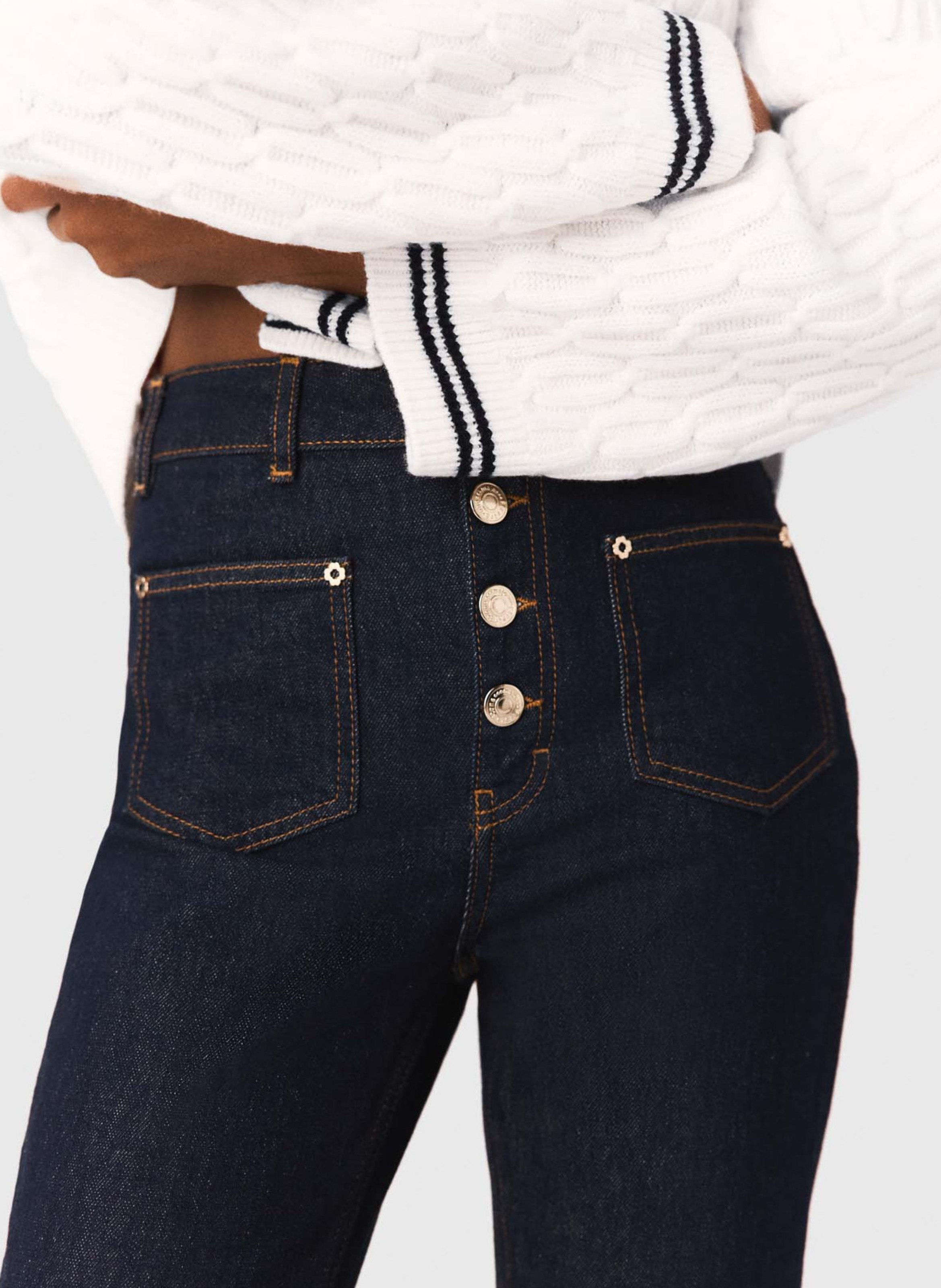 Jean droit taille haute MAJE Bleu