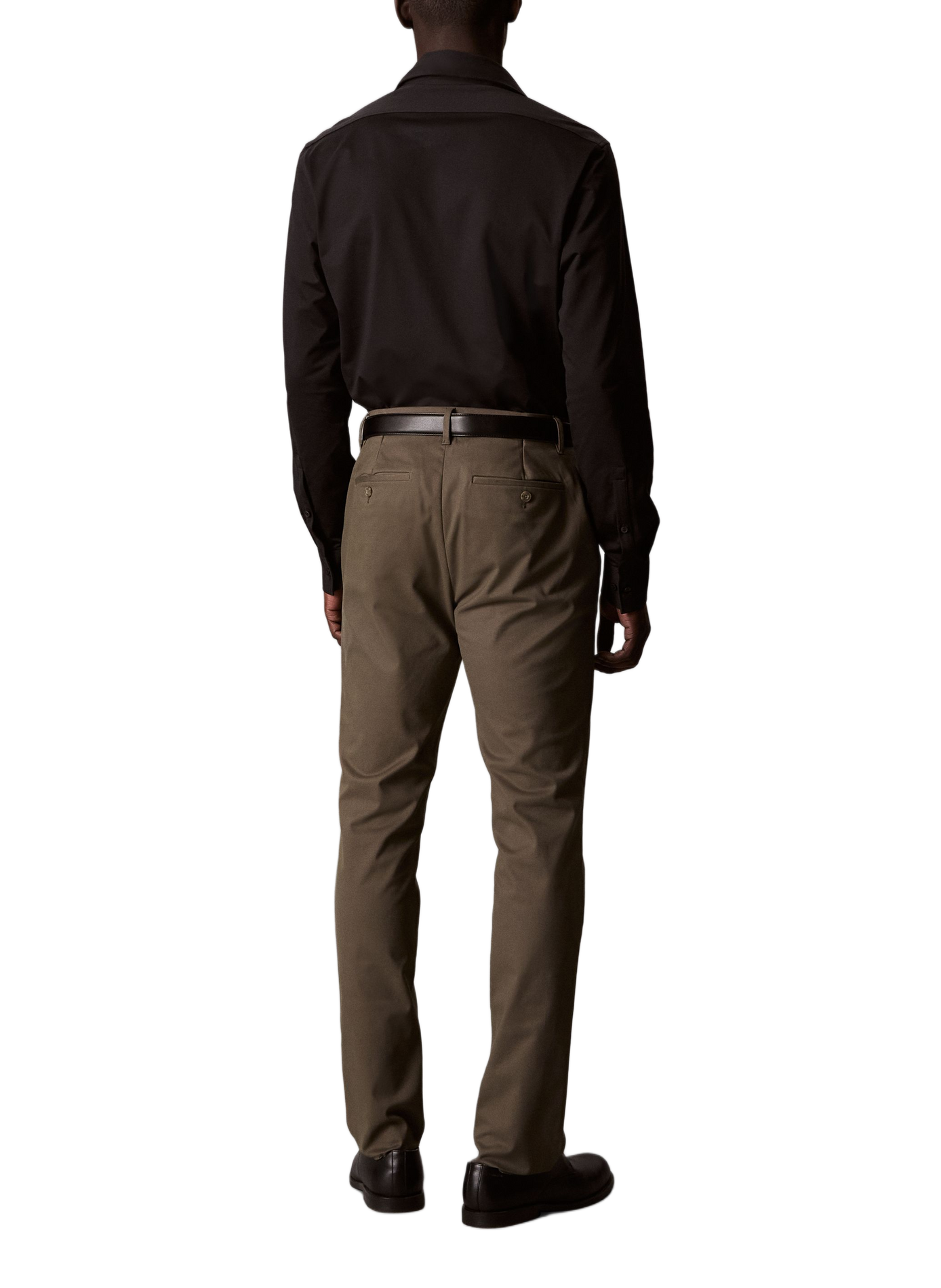Solid slim fit shirt in blended cotton. CALVIN KLEIN Black