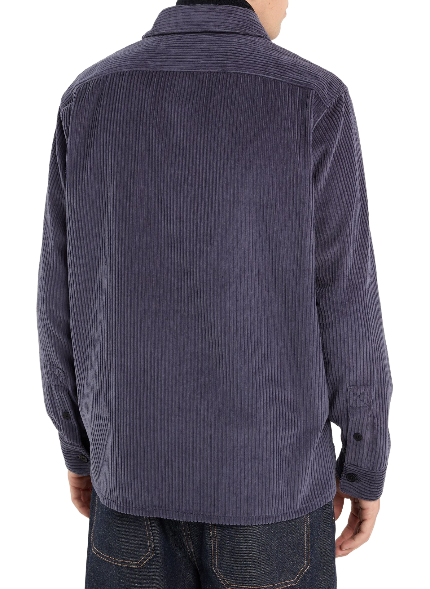 Overshirt with classic collar in cotton corduroy. SAISON 1865 Blue