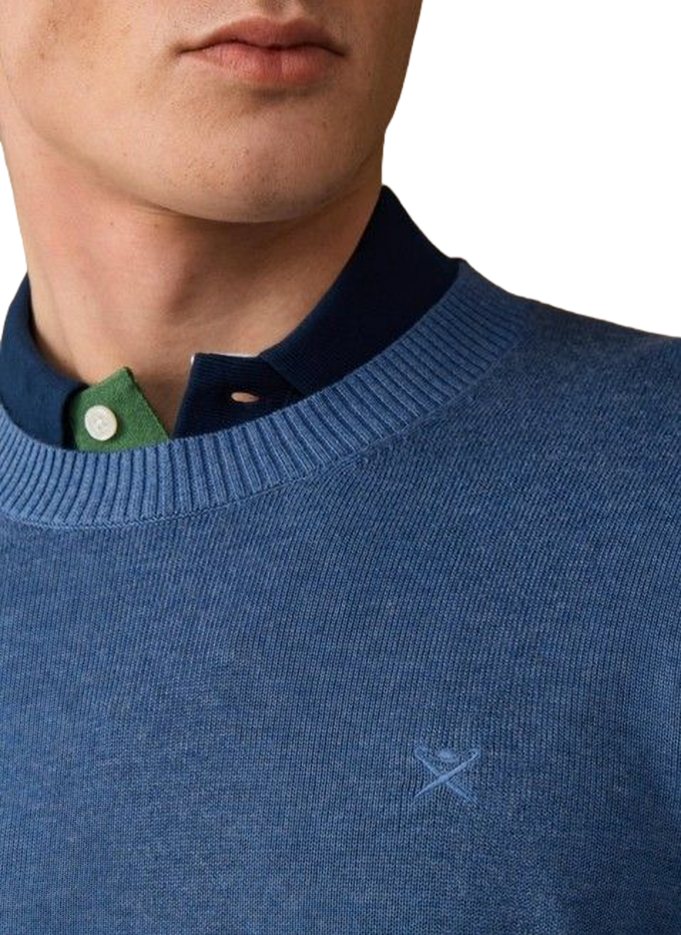 Pull droit à col rond en coton HACKETT Bleu