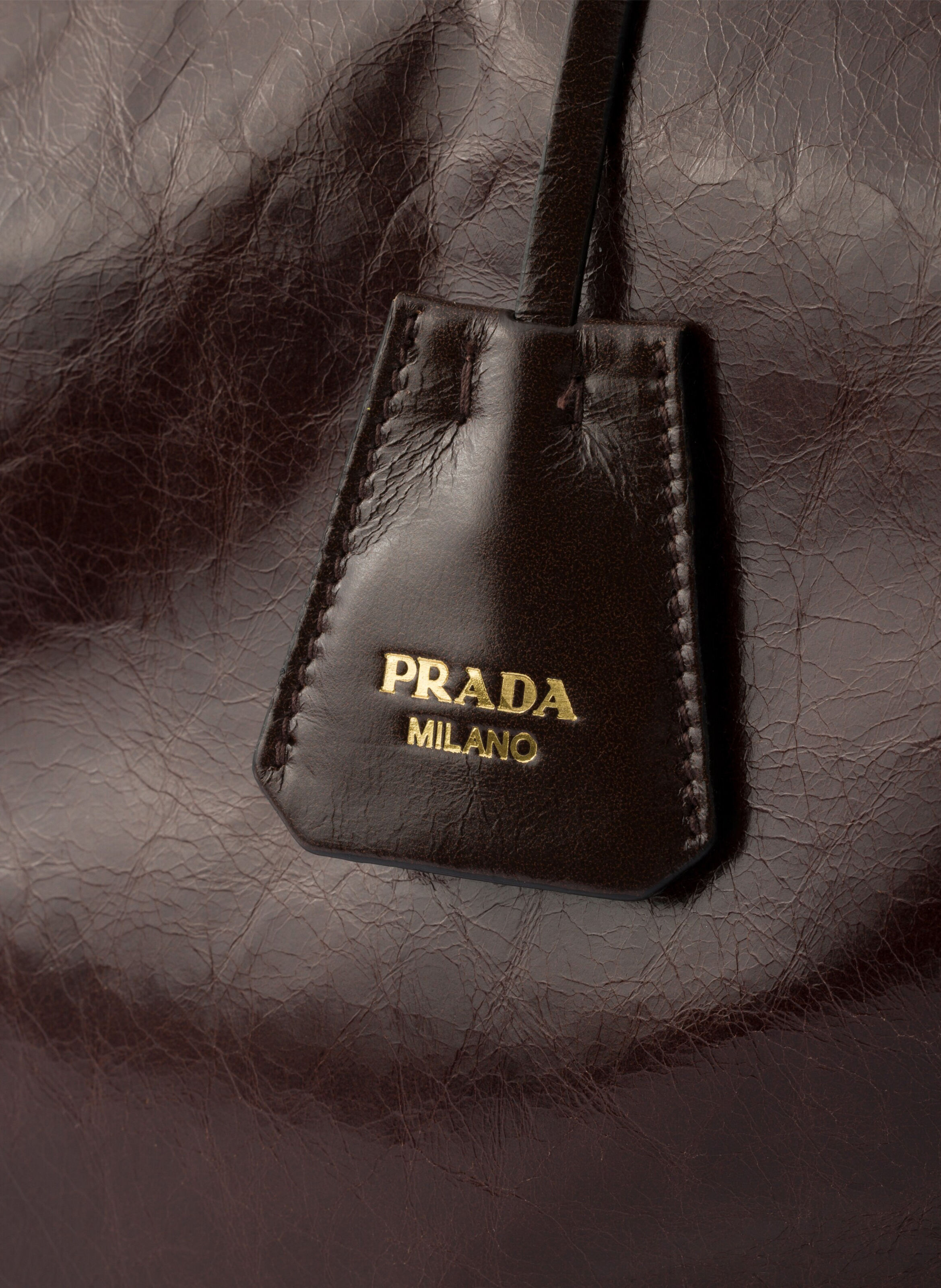 Grand sac prada bonnie en cuir PRADA Marron