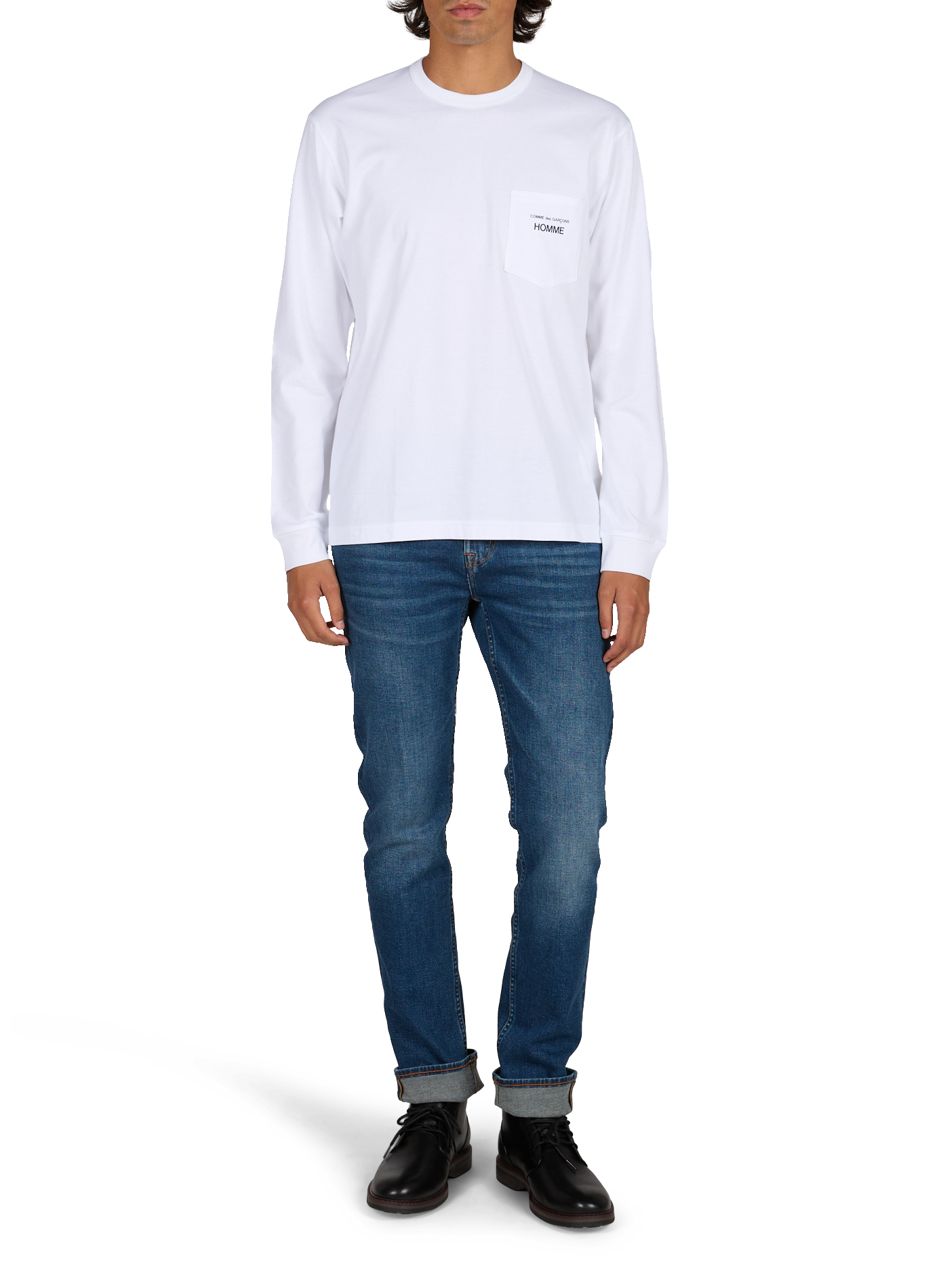 T-shirt manches longues à logo en coton COMME DES GARCONS HOMME Blanc