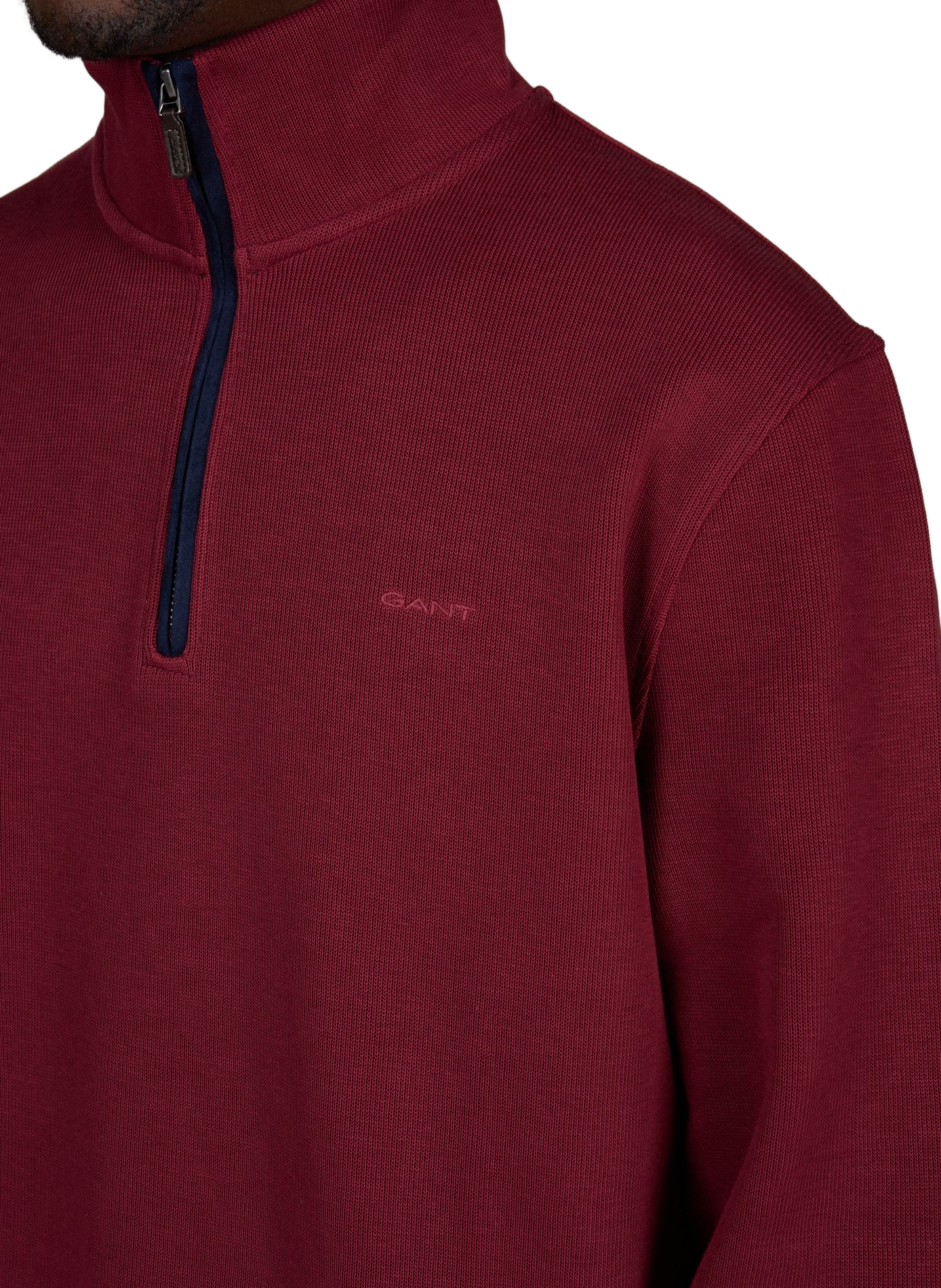 Sweatshirt droit à col montant zippé en coton GANT Rouge