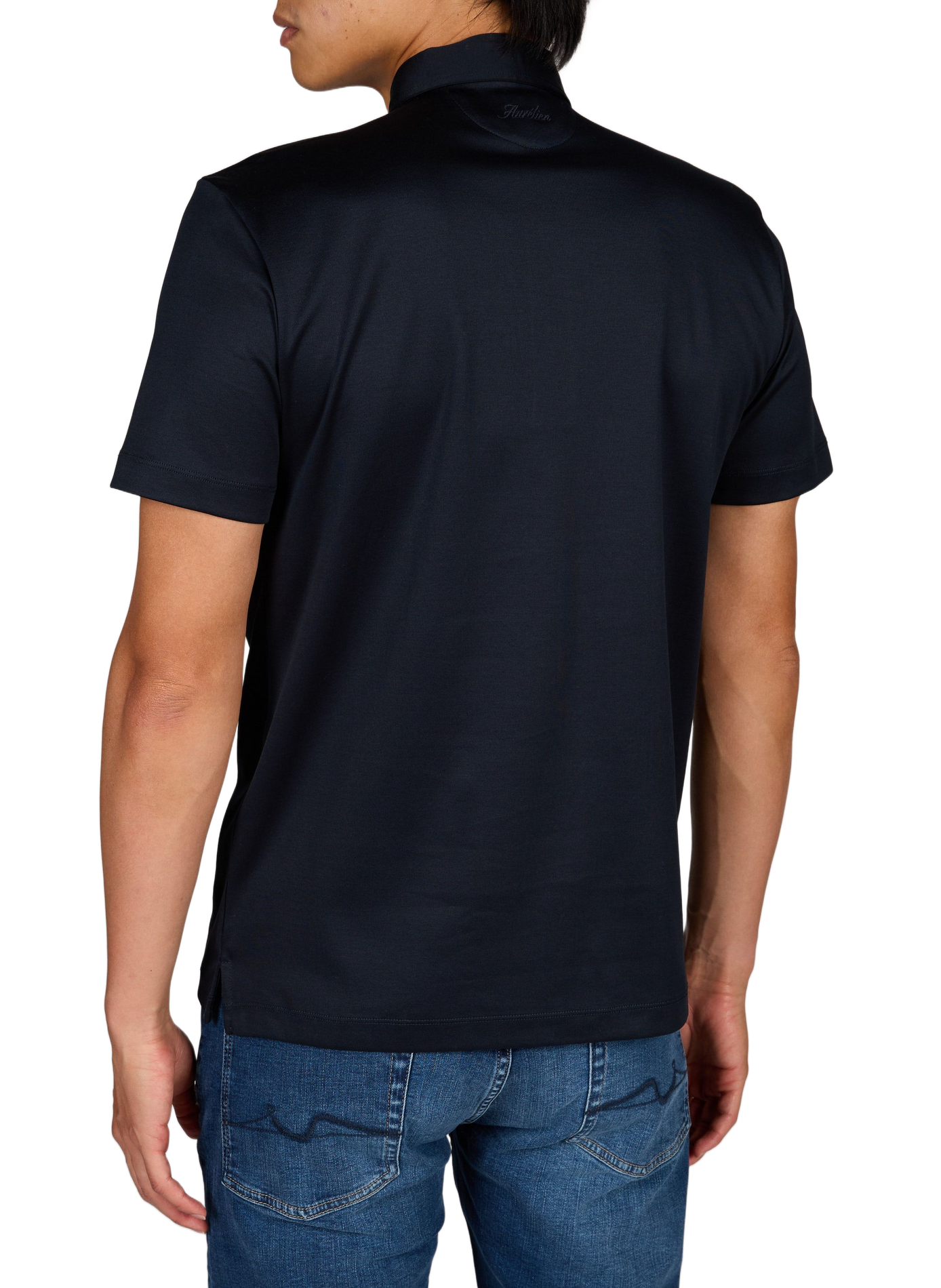 Solid short-sleeve straight fit polo AURELIEN Blue