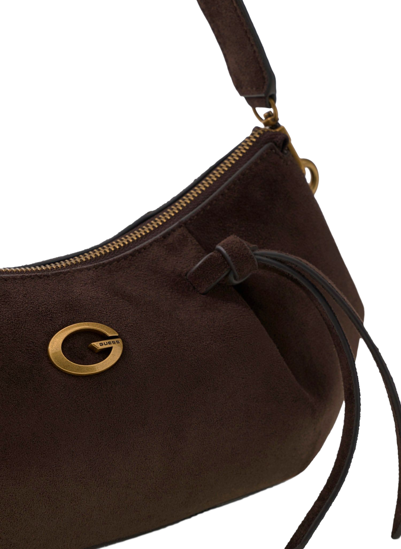 Schultertasche in Veloursleder-Optik | Braun GUESS Damen