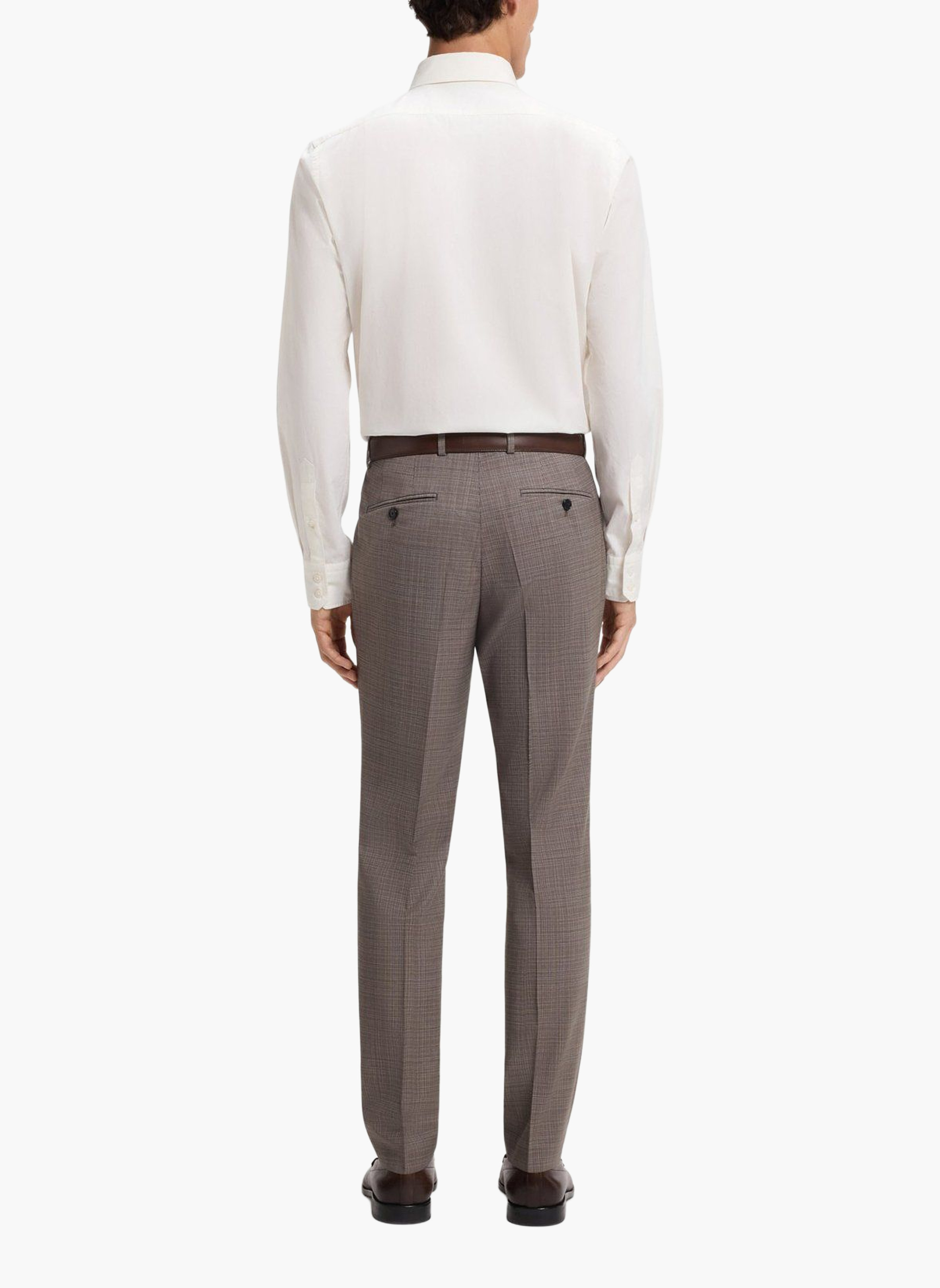 Chemise en coton col classique BOSS Beige