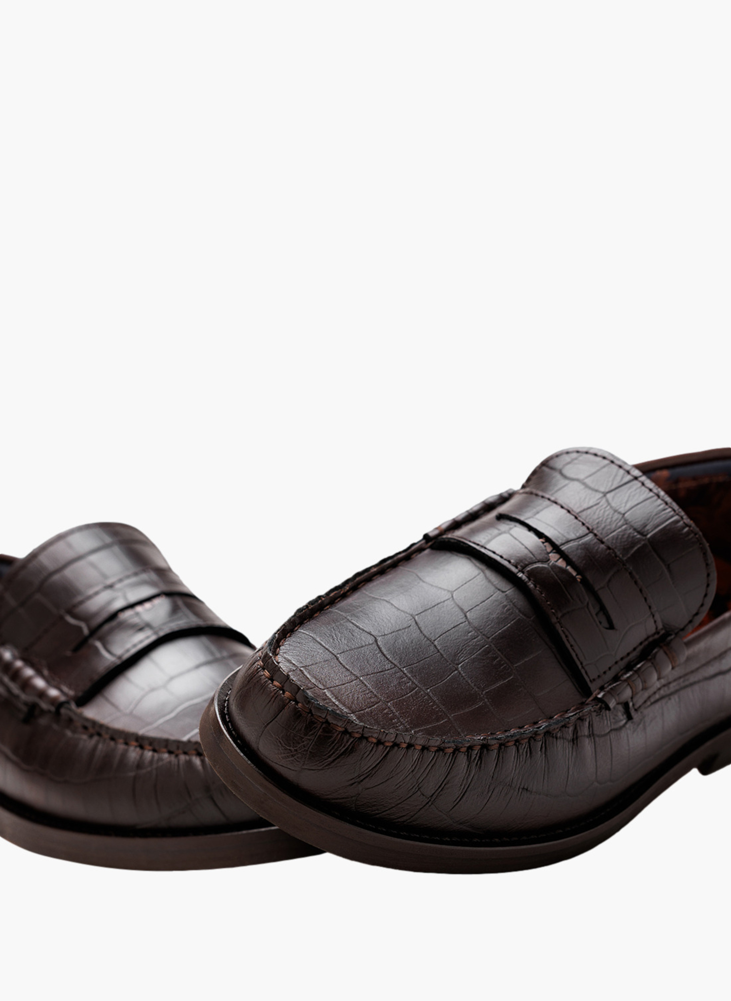 Mocassins riviera en cuir effet croco NAKED WOLFE Marron