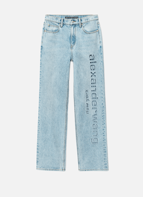 Jeans mit Logo-Ausschnitt BlauALEXANDER WANG 