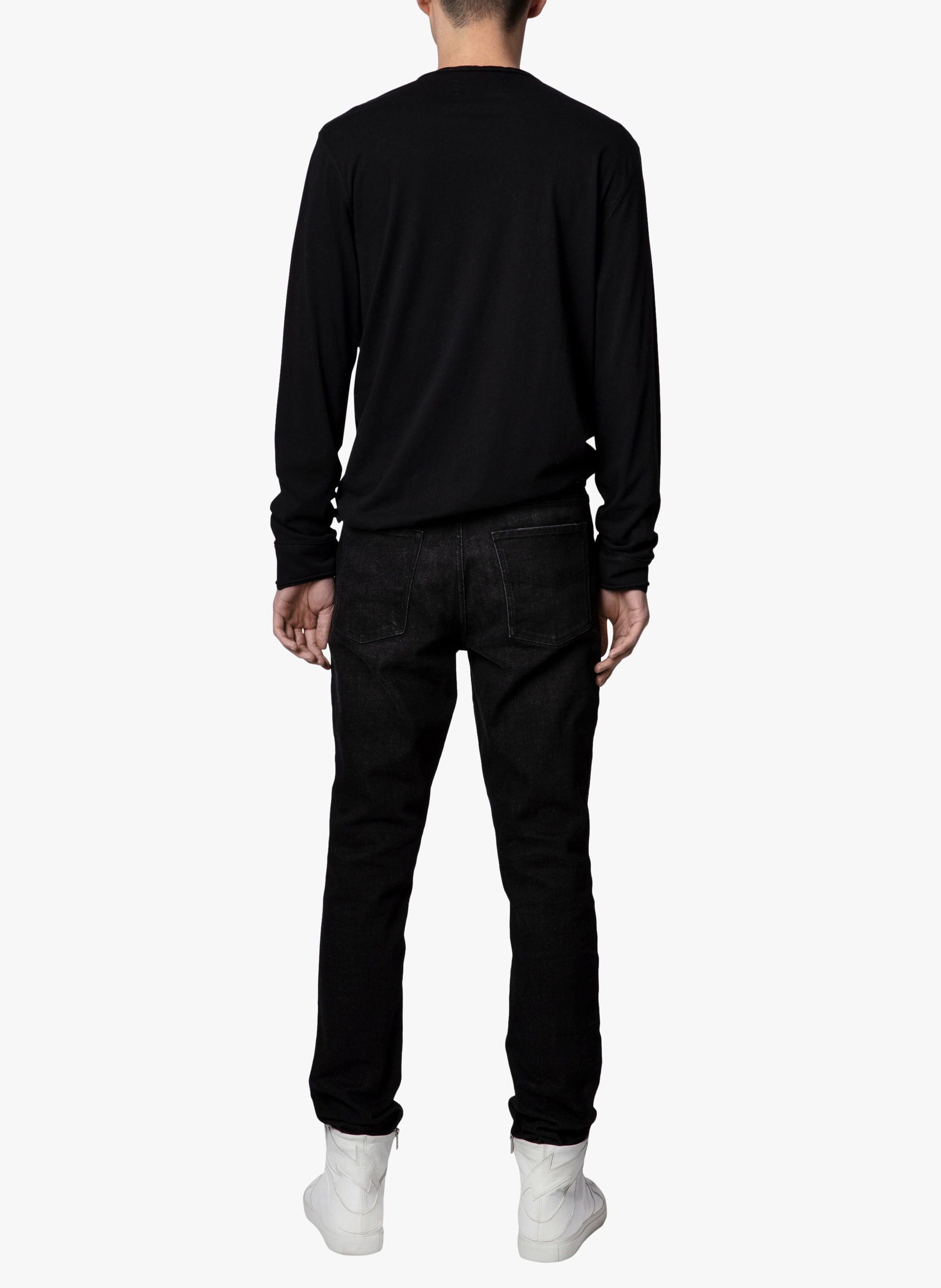 Tee-shirt col tunisien regular-fit en coton monastir ZADIG&VOLTAIRE Noir