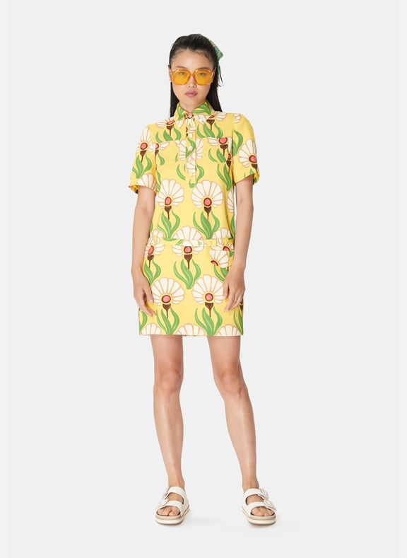 Robe droite fleurs - rivage Jaune by TARA JARMON TARA JARMON Robe droite fleurs - rivage Jaune