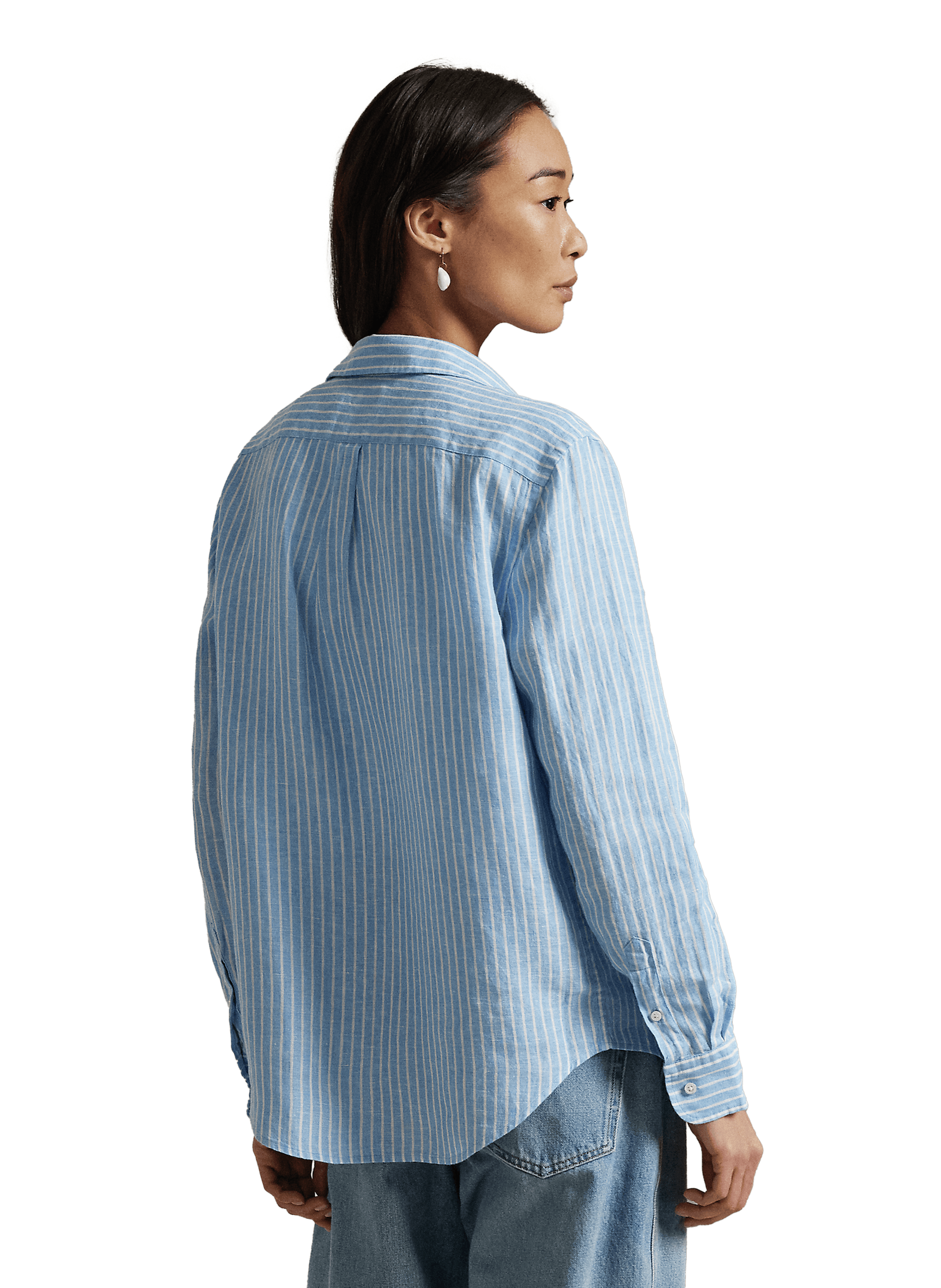 Chemise à rayures en lin Bleu