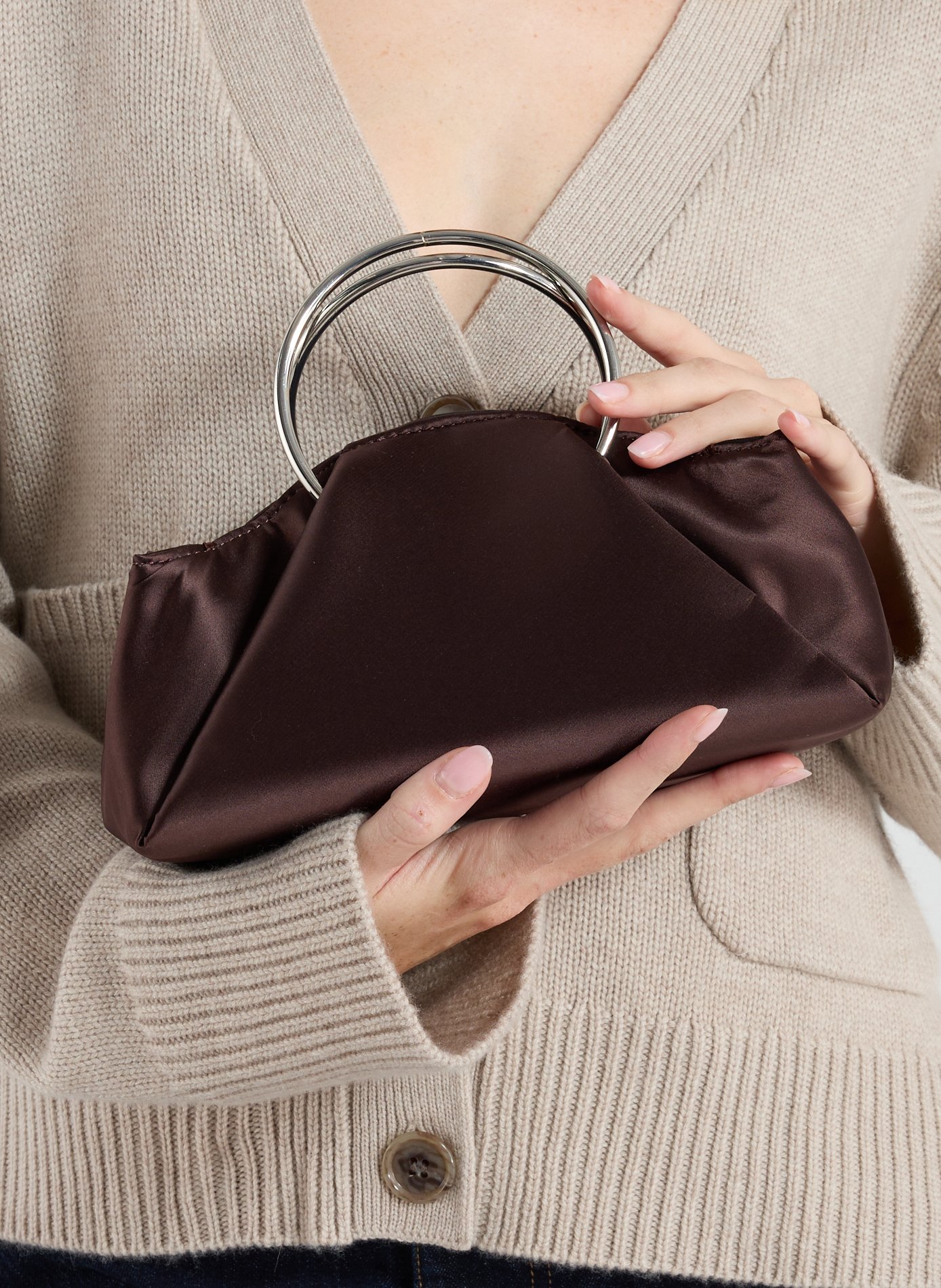 Satin handbag TOPSHOP Brown