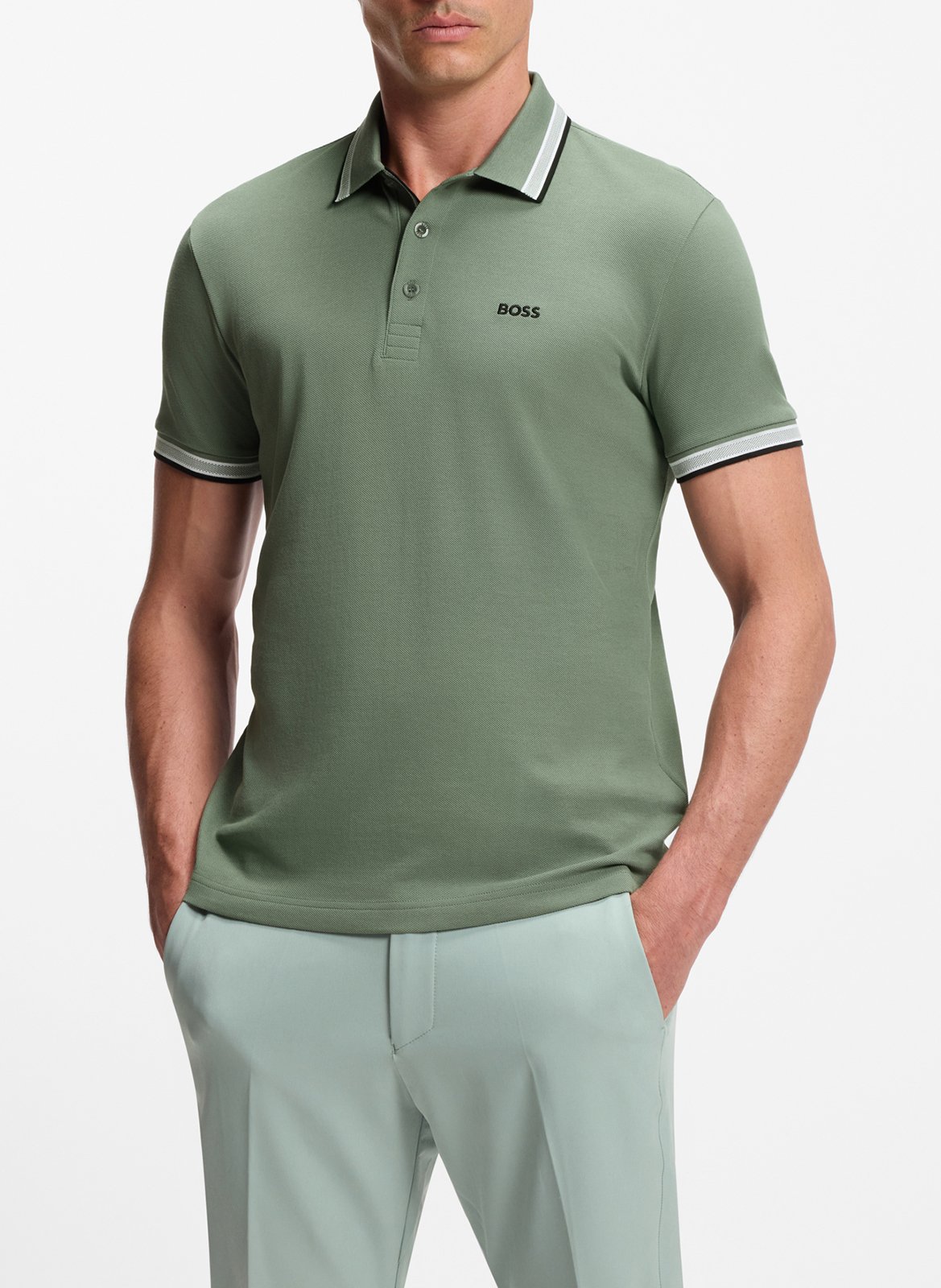 Polo regular fit en coton BOSS Kaki