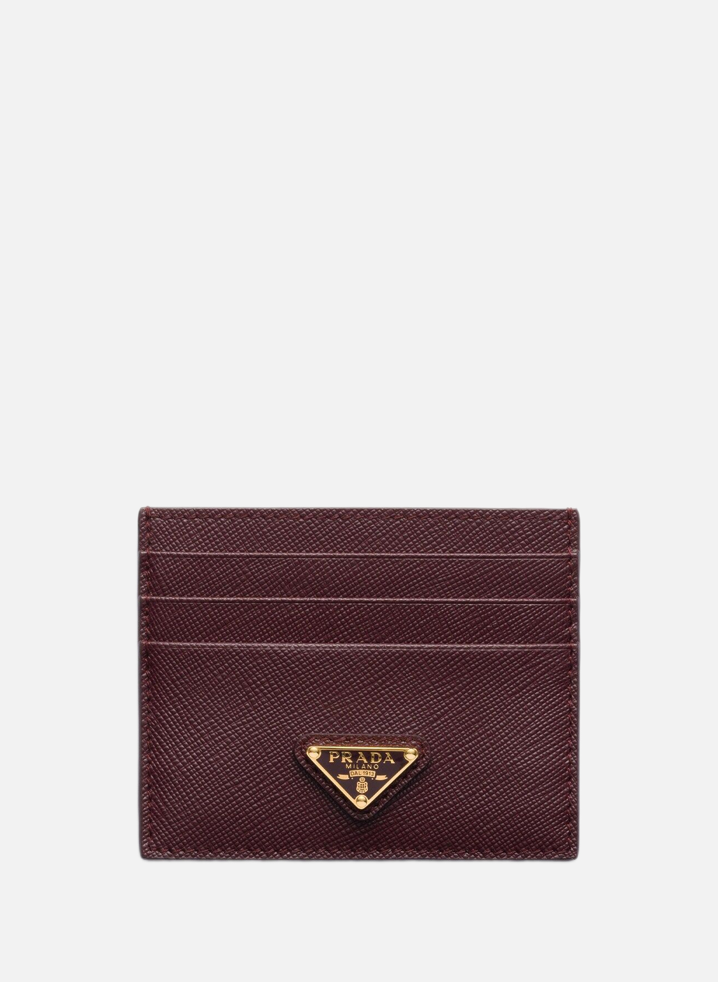 Porte-cartes en cuir saffiano PRADA Rouge