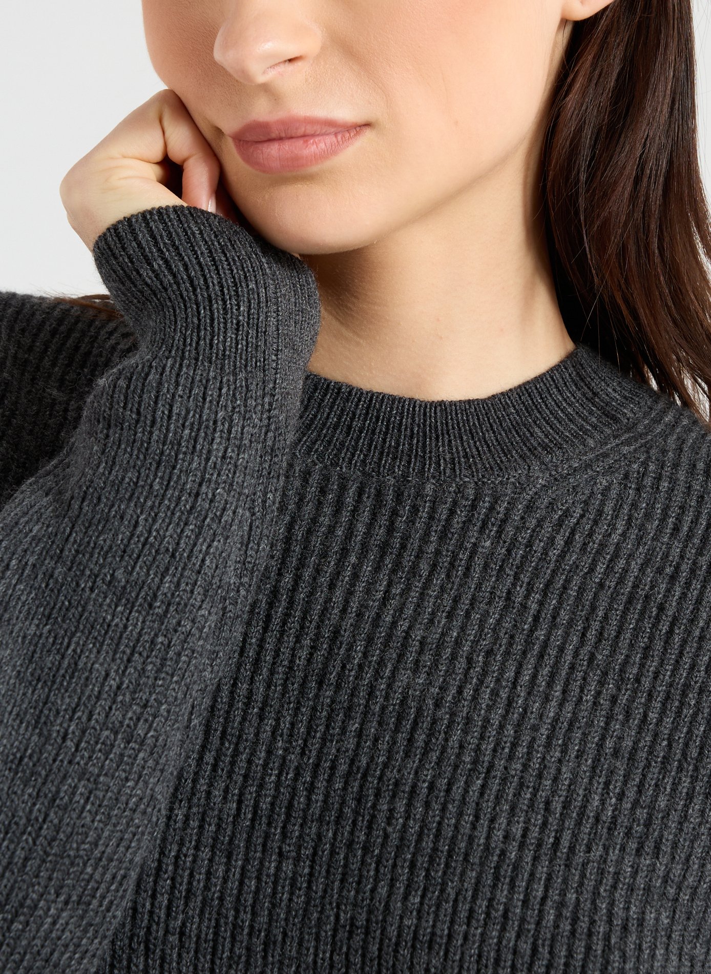 Pull col rond en laine mélangée TIBI Gris