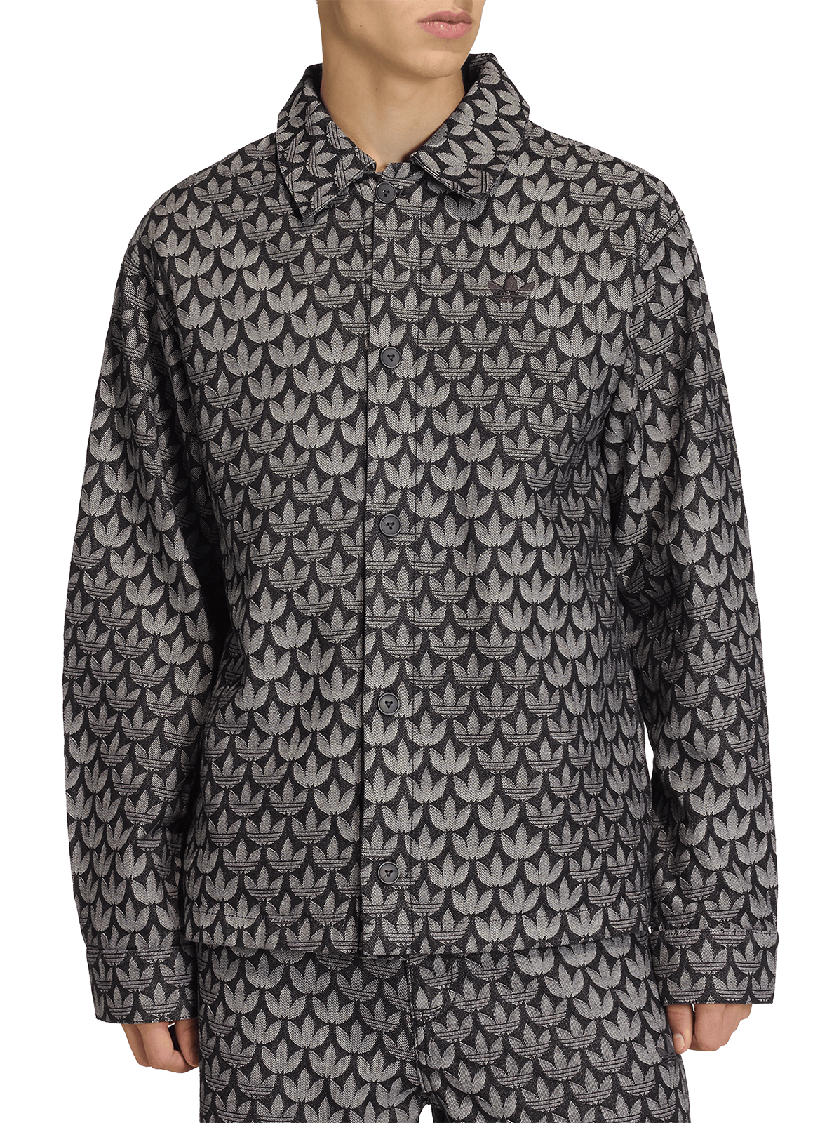 ADIDAS Straight logo printed cotton jacket Black