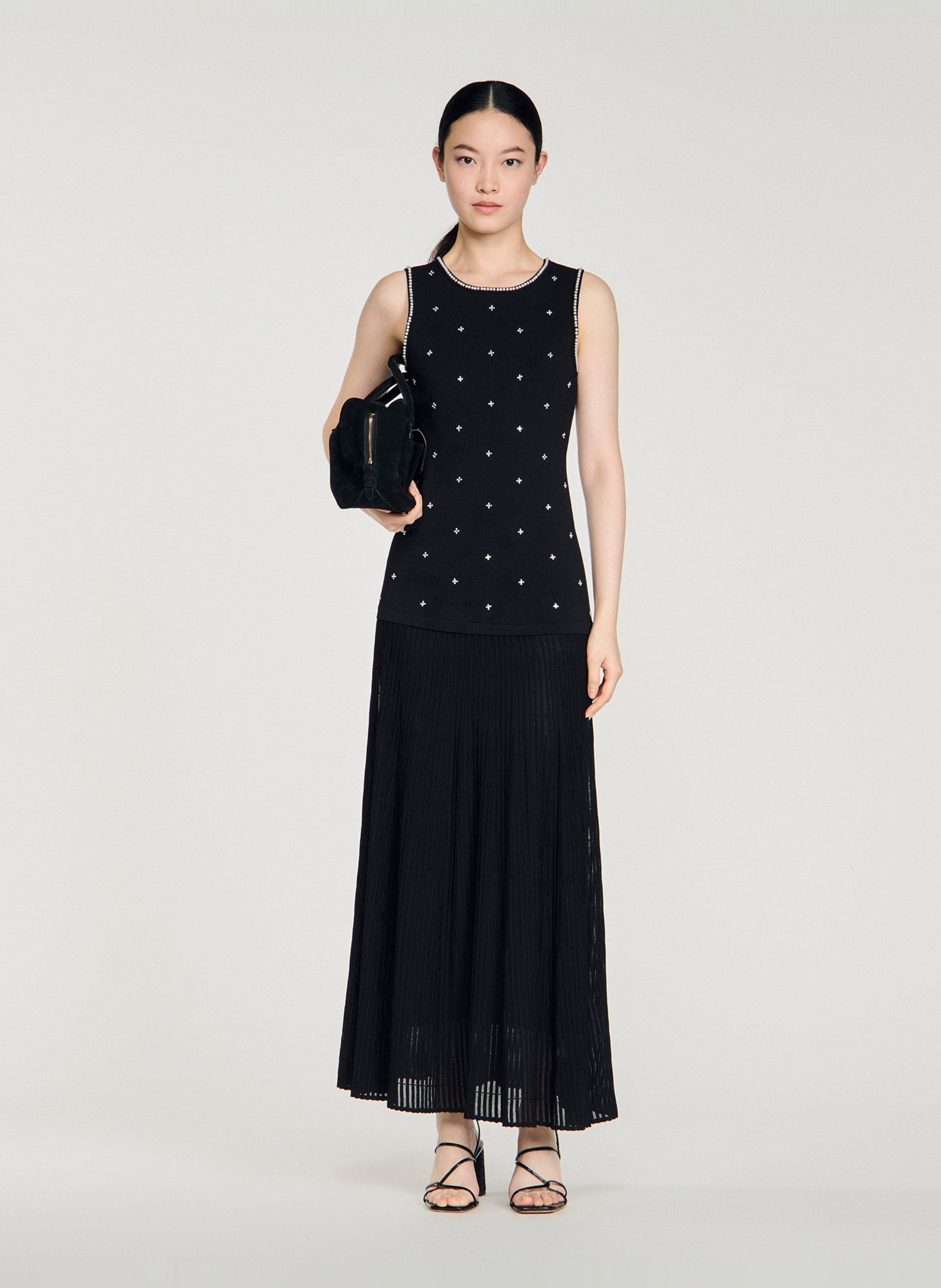 Robe longue col rond SANDRO Noir