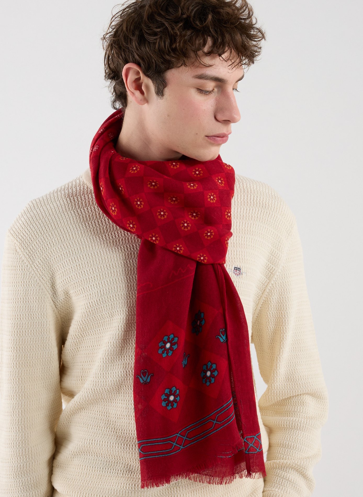 Wool and silk scarf PETRUSSE Red