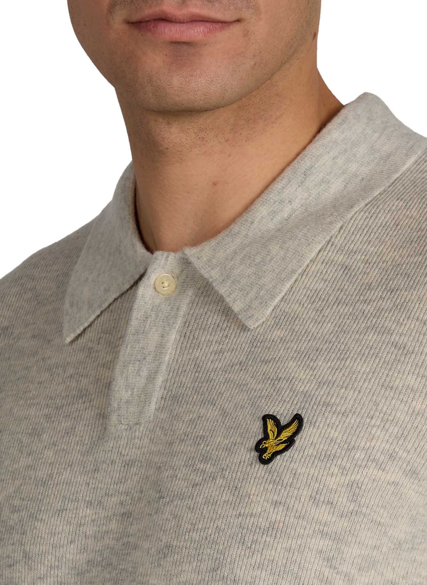 Pull polo en laine vierge mélangée LYLE & SCOTT Gris