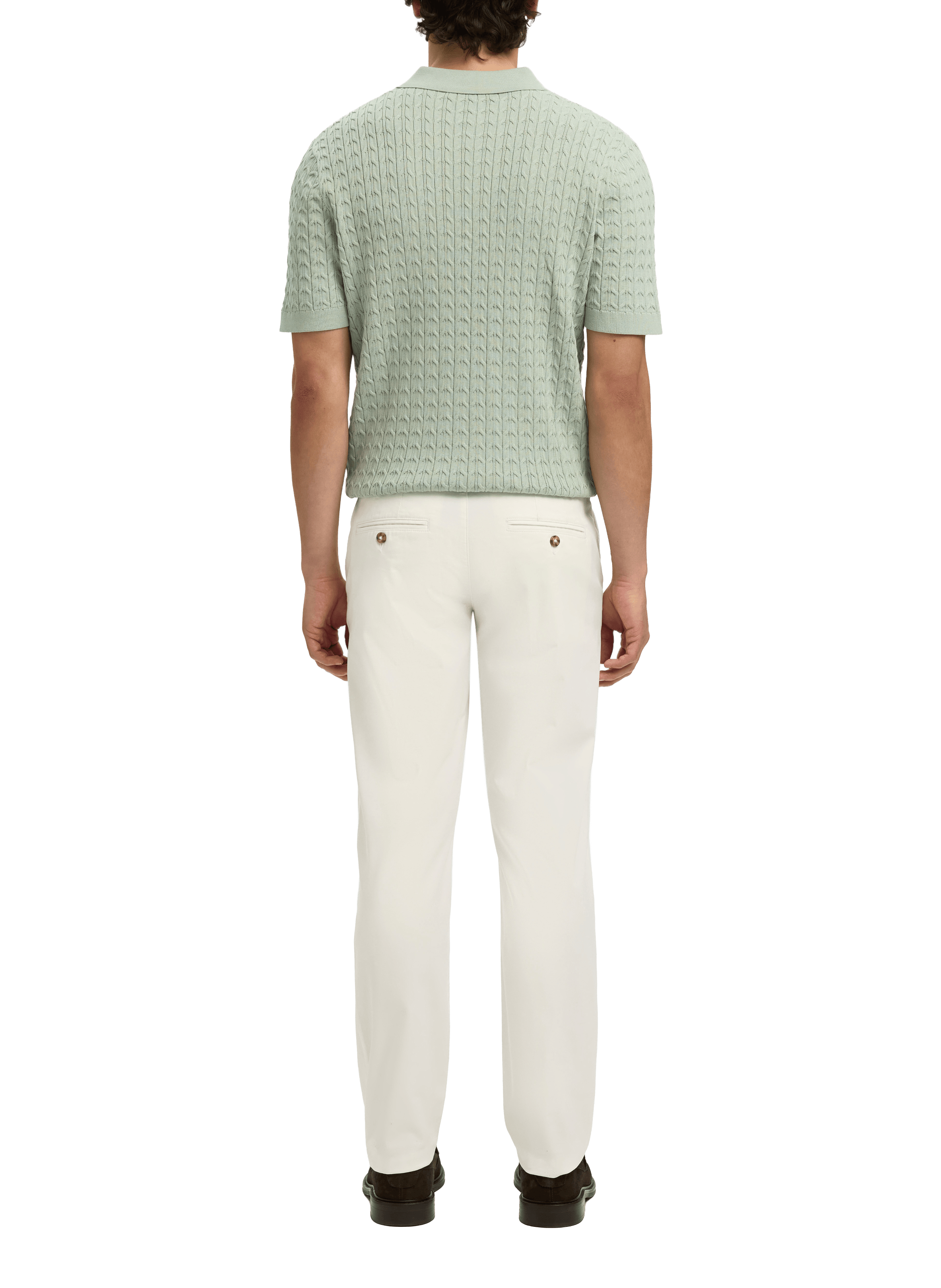 Short-sleeved cotton knit polo SELECTED Green